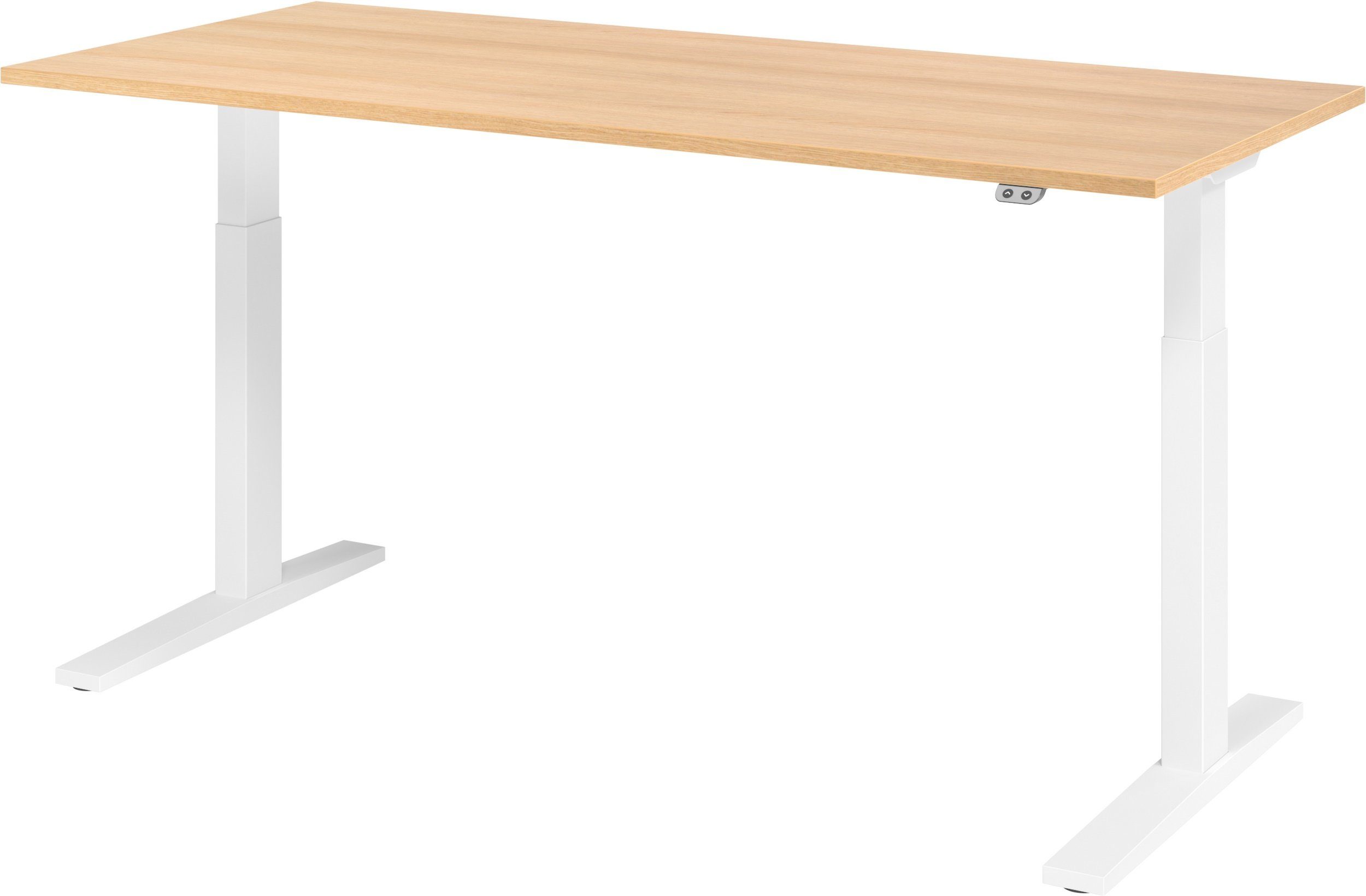 bümö Schreibtisch Schreibtisch elektrisch XMKA, Rechteck: 180 x 80 cm - Dekor: Eiche - Gestell: Weiß Weiß | Eiche