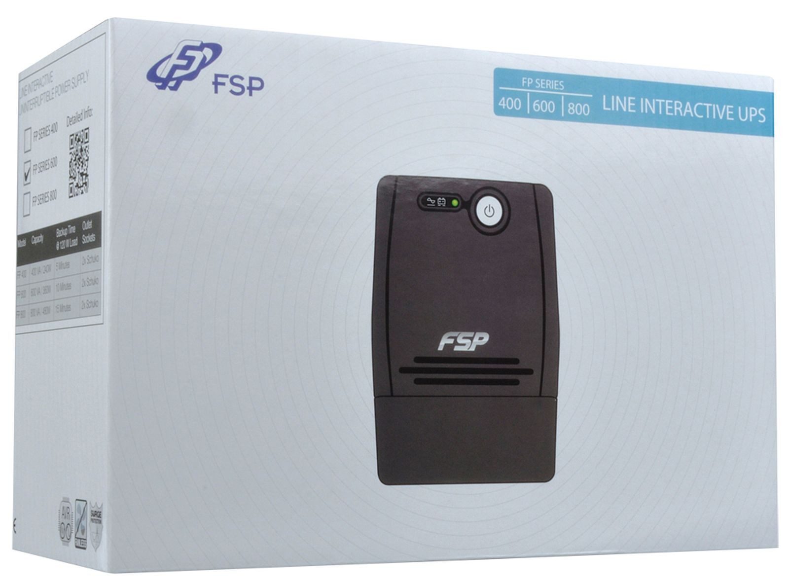 FSP USV-Anlage FP 600*Line-interactive UPS 600VA/360W 2*SCHUKO. AVR