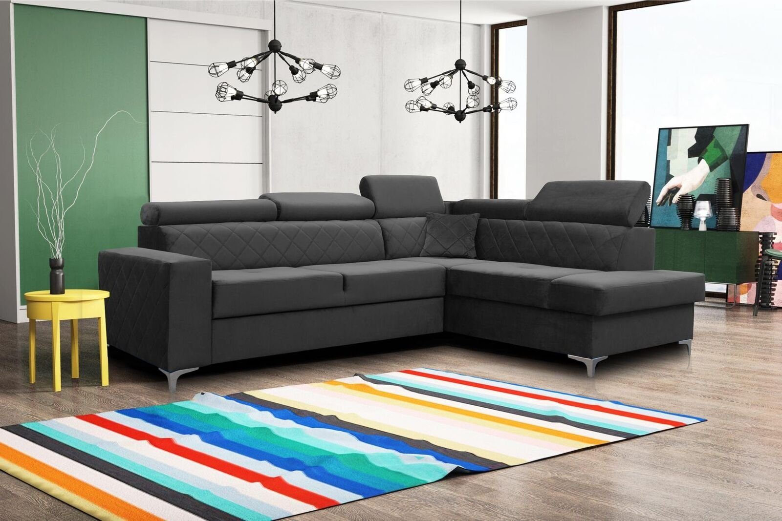 JVmoebel Ecksofa, Modern Relax Sitz Möbel Wohnlandschaft Eck Textil Luxus Ecksofa L-form Grau