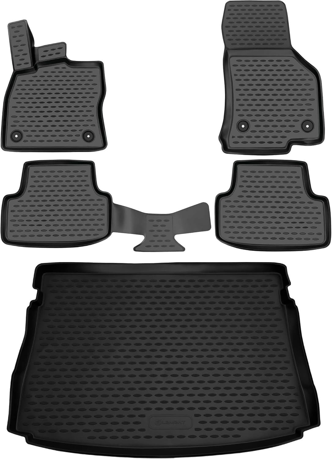 LEMENT Auto-Fußmatten 3D-Gummimatten-Set passend für Volkswagen Golf 7, 2012–2020 (5 St), für Volkswagen Golf 7 Pkw, Passgenau
