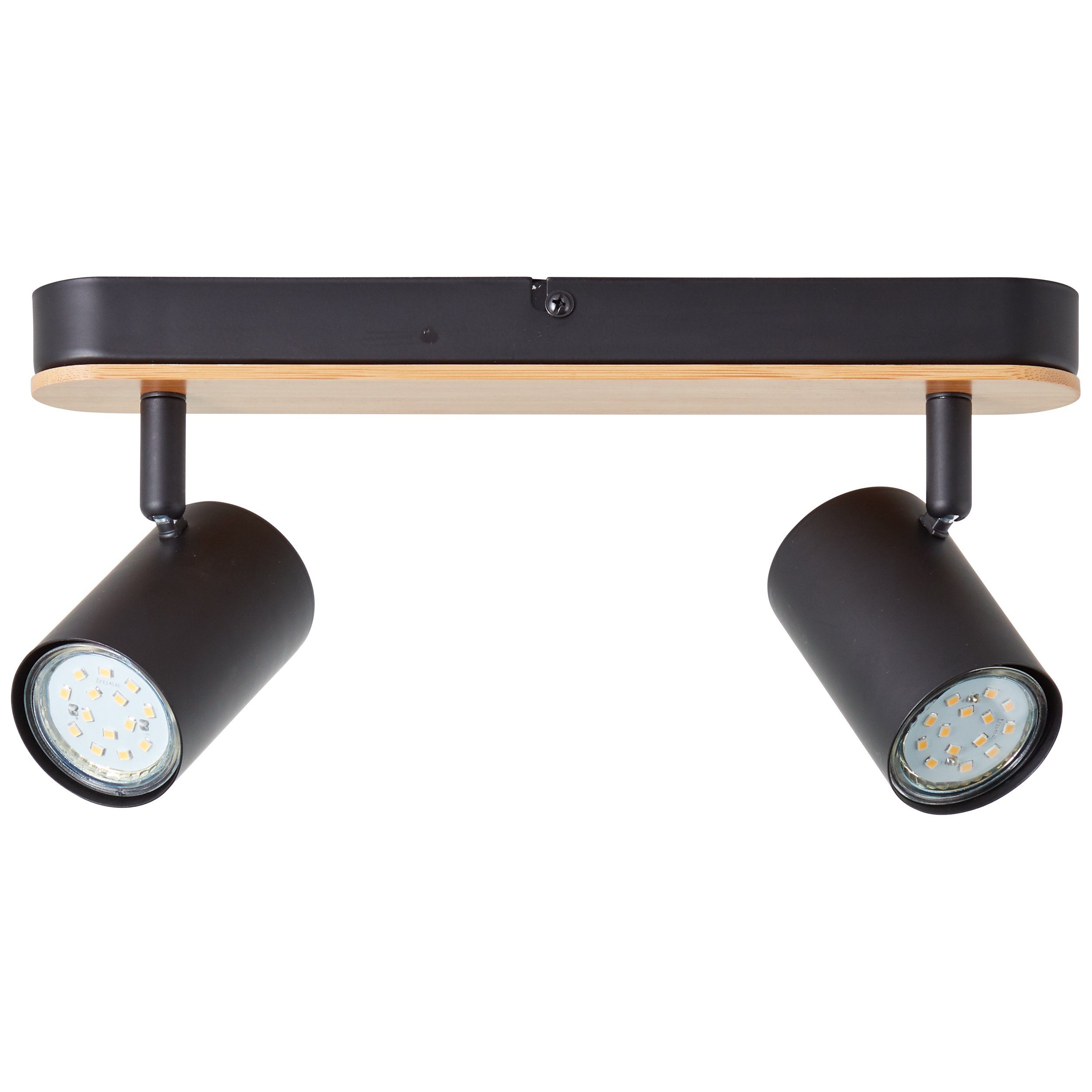 Brilliant Deckenstrahler Niels, ohne Leuchtmittel, Breite 35 cm, GU10, Metall/Bambus, schwarz matt/natur