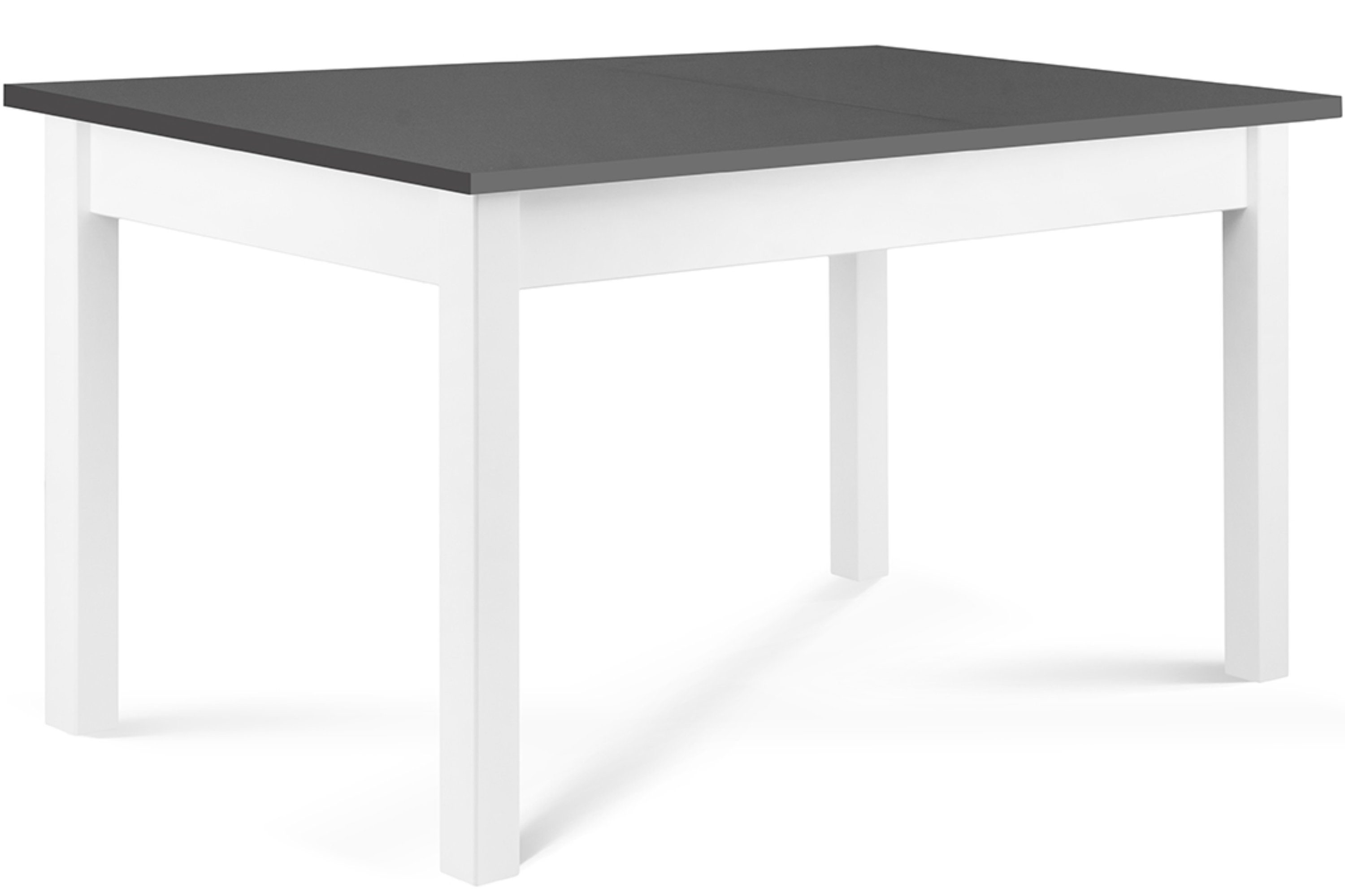 Konsimo Esstisch CENARE Esszimmertisch Küchentisch 140x80cm, ausziehbar bis 180cm, rechteckig weiß / grau | weiß | grau