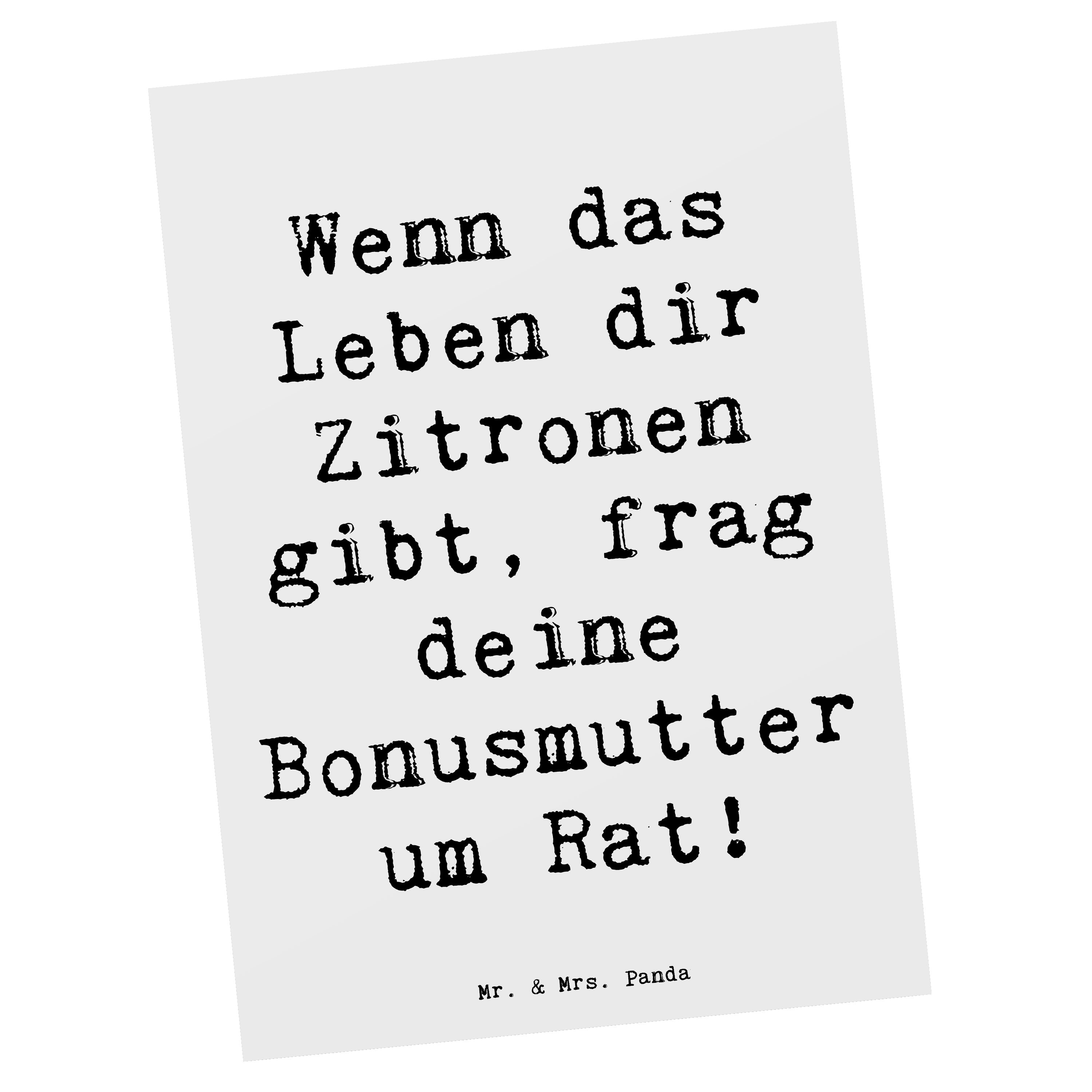 Mr. & Mrs. Panda Postkarte Rat bei Bonusmutter Weiß Geschenk