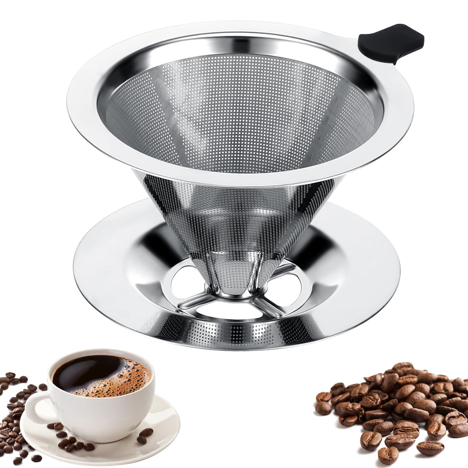 Agger Permanentfilter Kaffeefilter Edelstahl Kaffeefilter Wiederverwendbar Kaffee Filter, Einfach zu reinigen, ideal für papierloses Kaffeefiltern