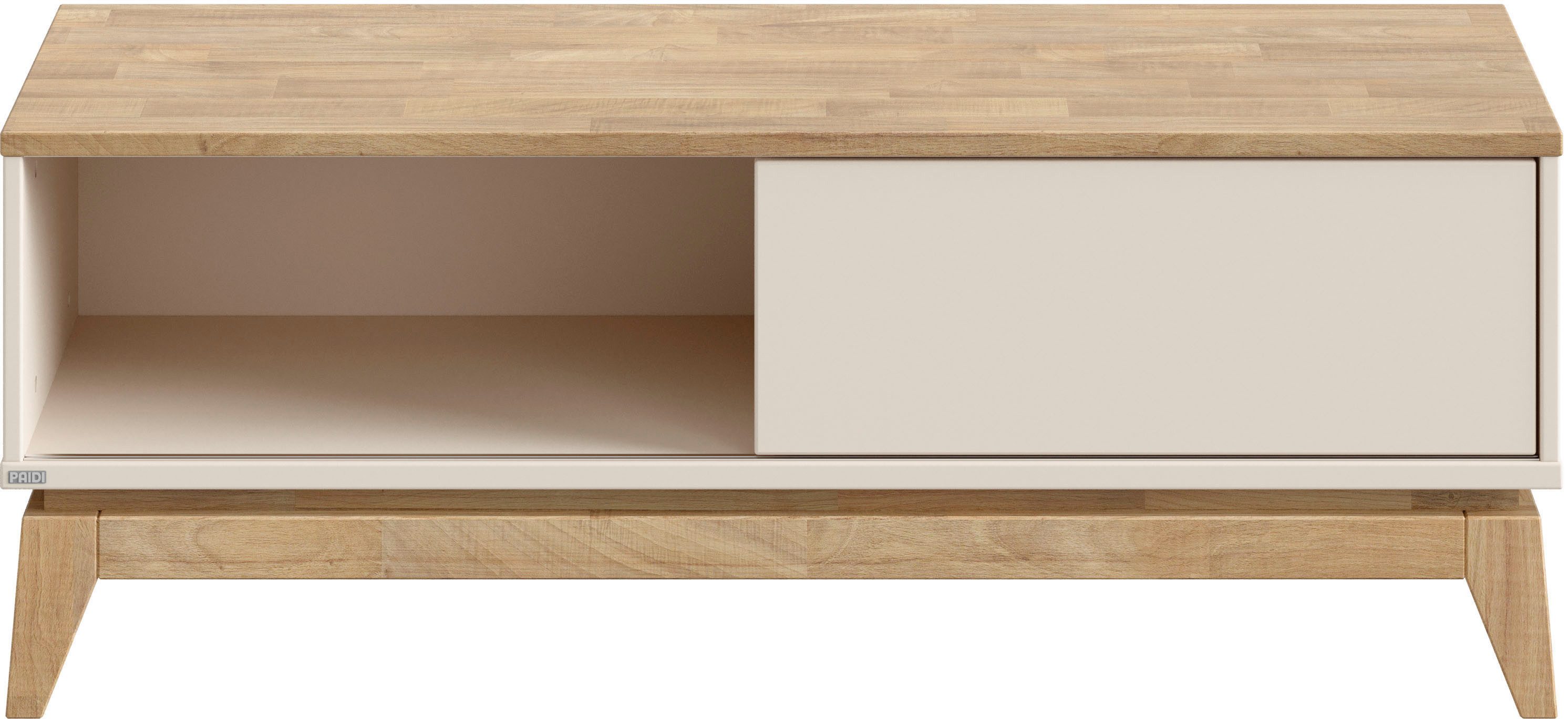 PAIDI Lowboard STIENE in Beige oder Grau, 2 Fächer, Schiebetüre mit Soft-Close (B/H/T ca. 124/47/40cm), stabiles Lowboard mit Massivholz, Sitzfunktion, TV-Board