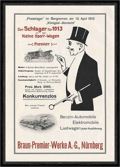 Kunstdruck Braun Premier Werke AG Nürnberg Elektromobil Plakat Braunbeck Faks_Mot, (1 St)