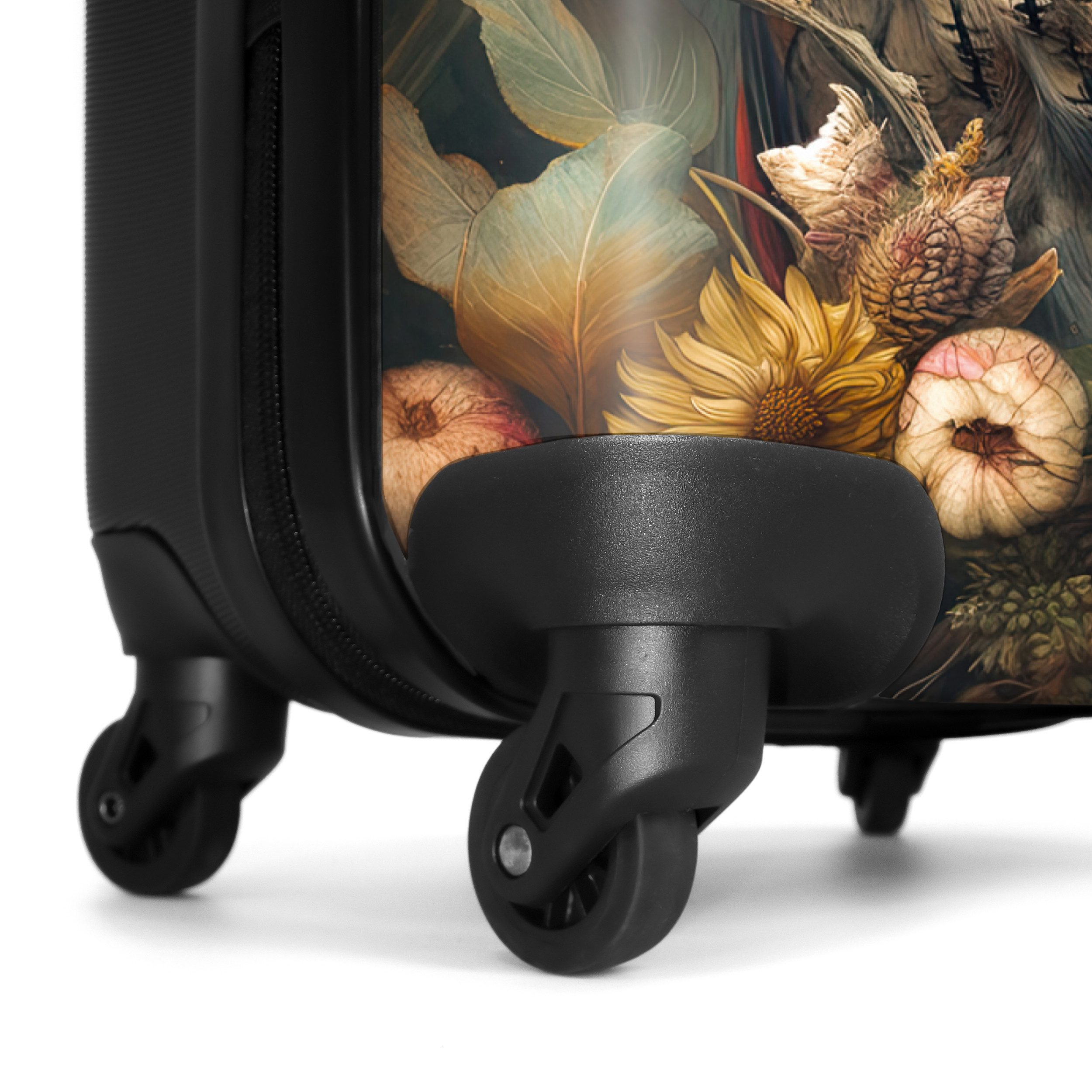 NoBoringSuitcases.com© Hartschalen-Trolley Eule - Vögel - Blumen - Natur 55x35x20cm, 4 Rollen, Reisetasche mit Rollen, Koffer Handgepäck Flugzeug