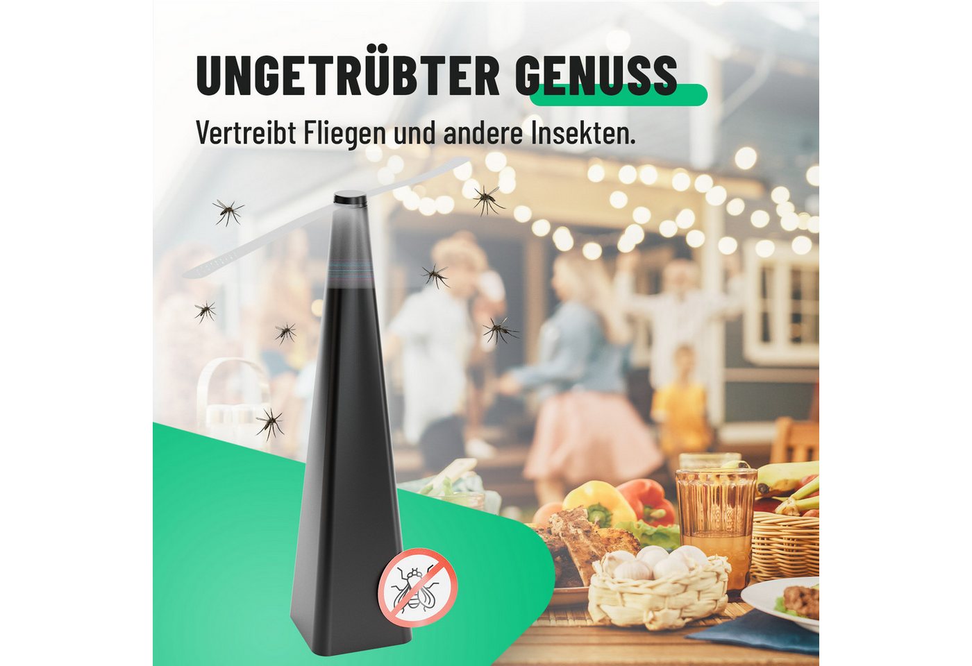 Thumbnail - greate. Fliegenwedler 4x Fliegenwedler mit Batterie - Fliegen Vertreibung, für den Tisch, 4-tlg., geräuschlos