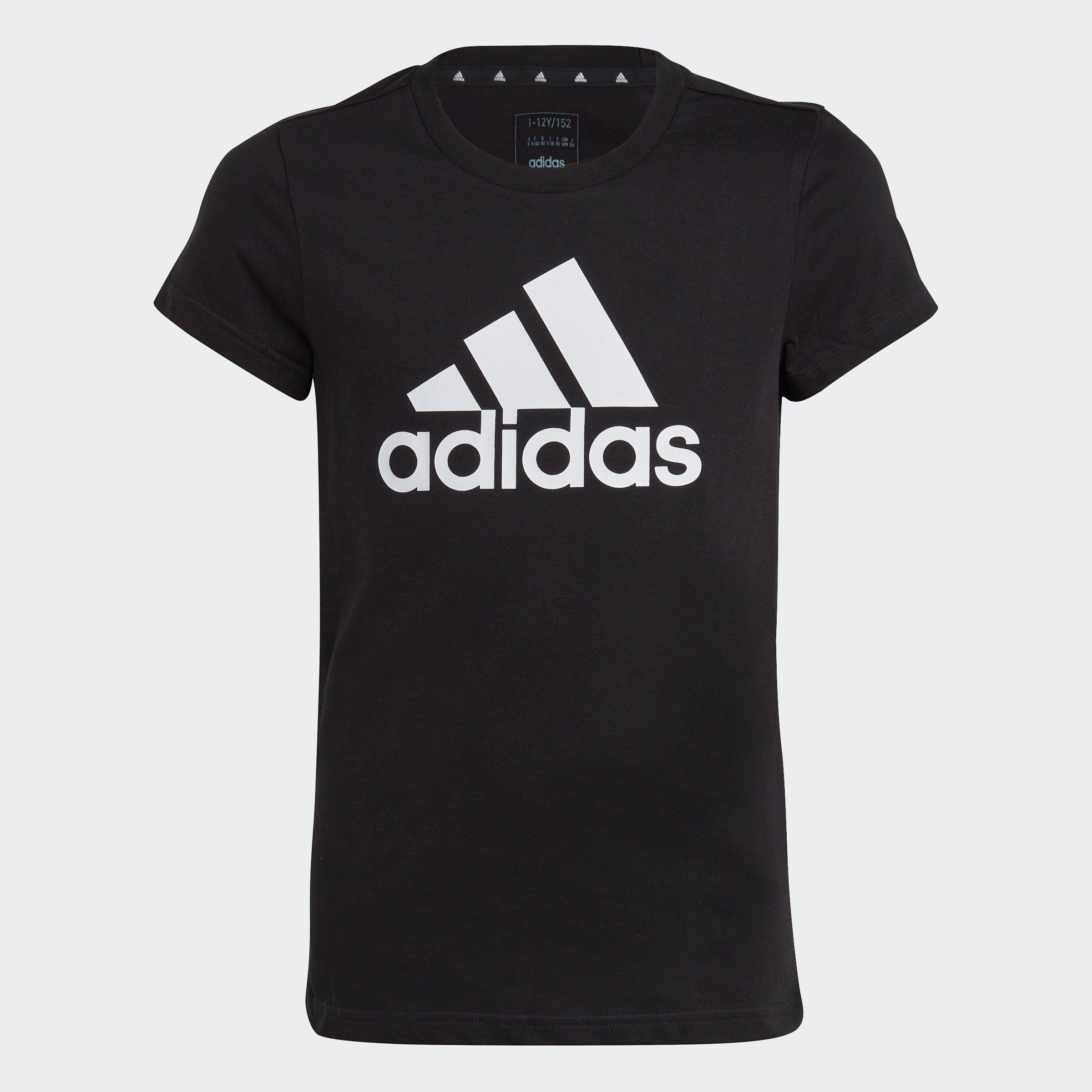 adidas Sportswear T-Shirt ESSENTIALS COTTON Black BIG LOGO / White