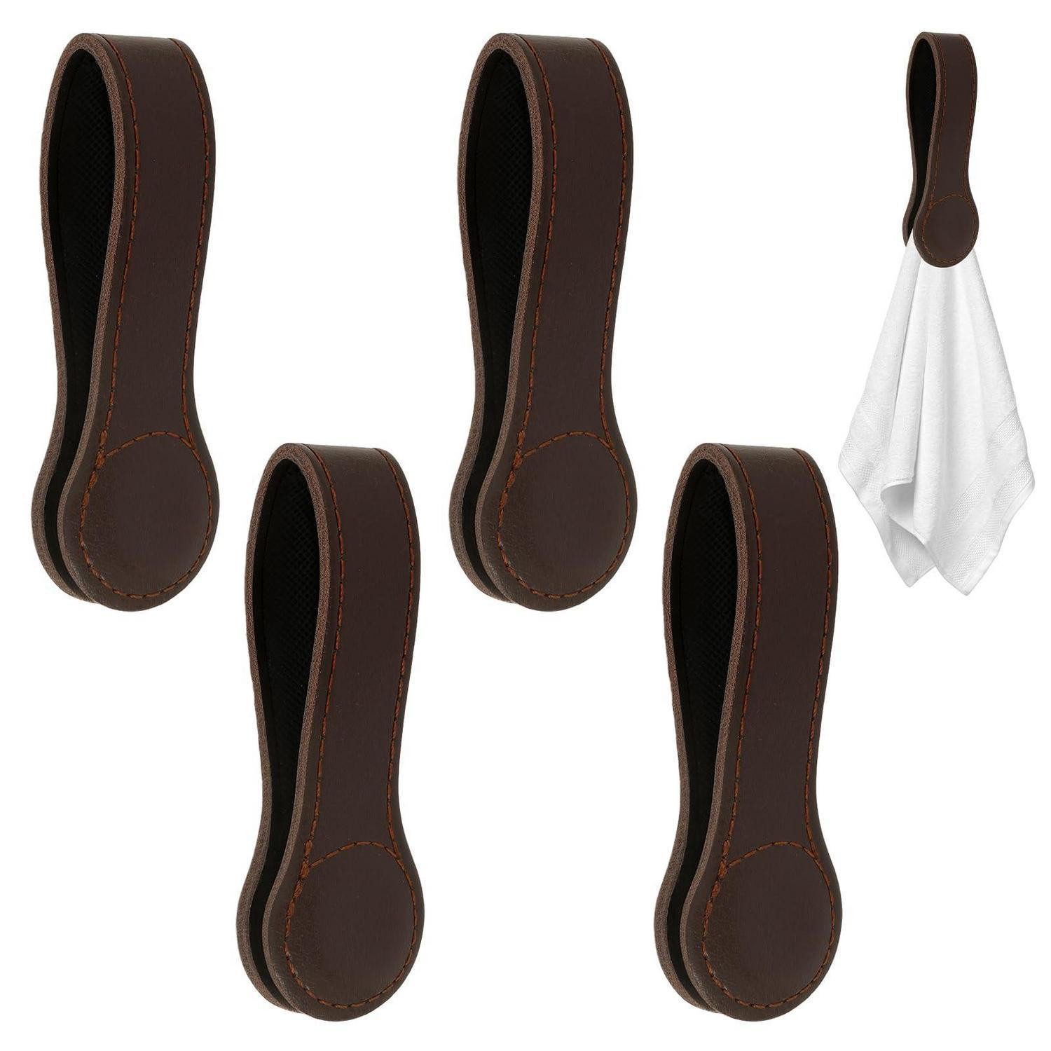 LuxusKollektion Handtuchklemme Magnet Handtuchhalter Leder 4er-Set