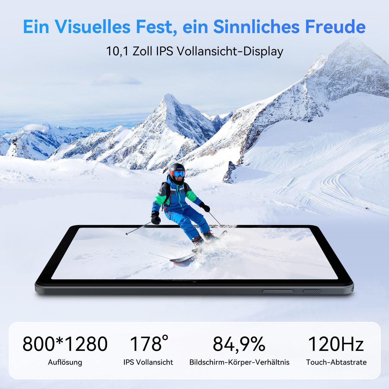 TABWEE T8(18+128) 10.1” 6000 mAh Android 16 mit Tastatur Maus Stift Tablet (10.1", 128 GB, 5G wifi, Android 16, Gemini AI, PC-Modus) – Bild 4 von 5