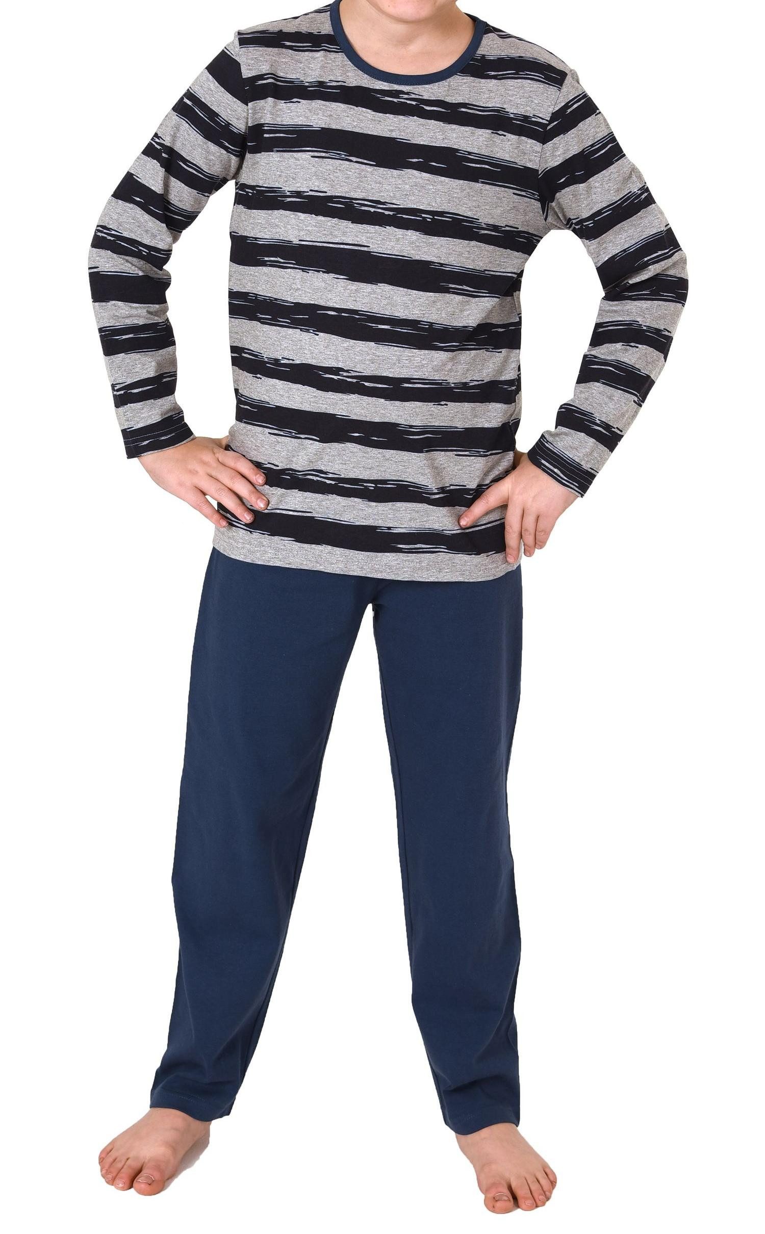 Normann Pyjama Jungen Pyjama lang mit coolem Streifen-Muster - 212 10 700