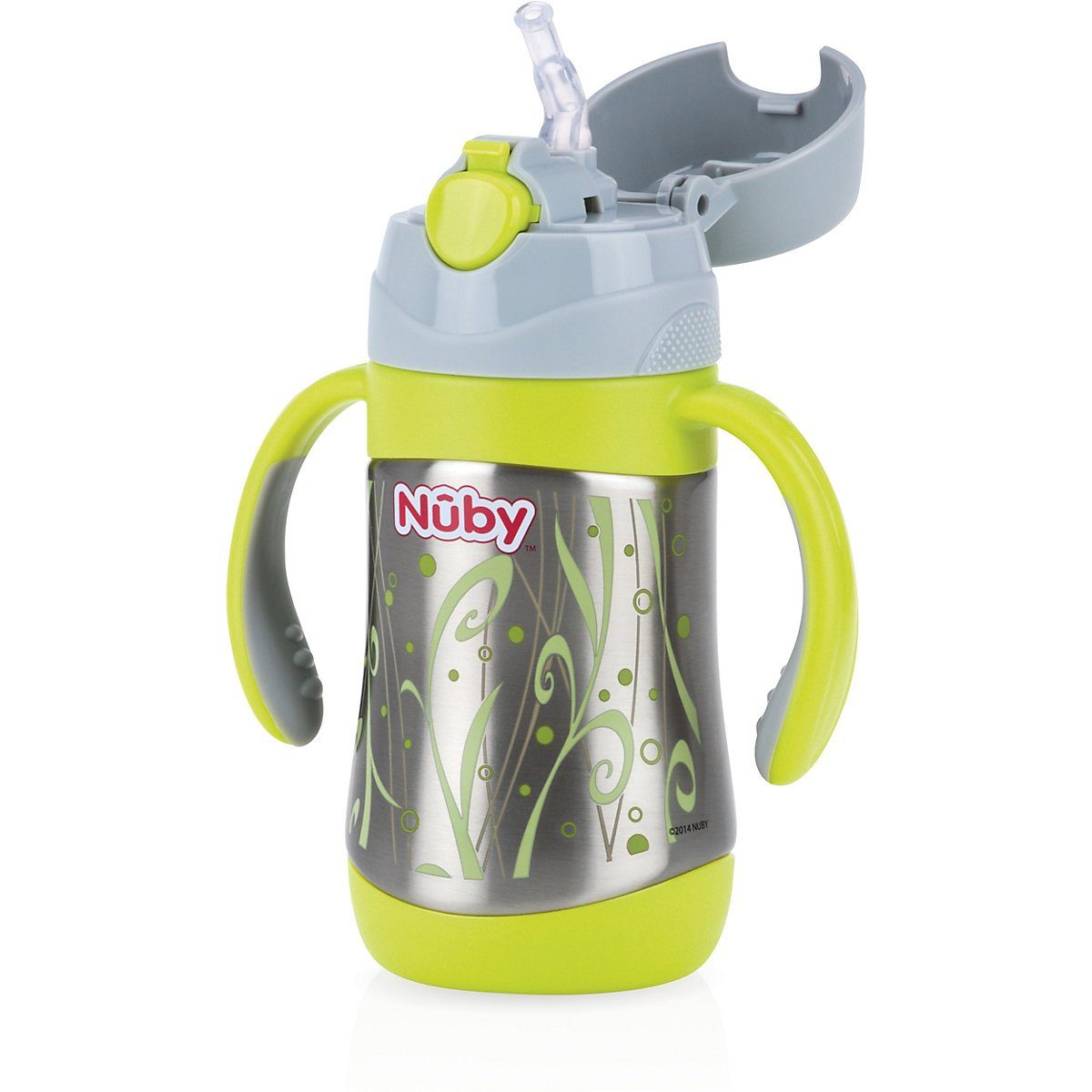 Kinder Babyernährung Nuby Trinklernbecher Thermo Trinkhalmflasche Clik-It, Edelstahl, 280 ml
