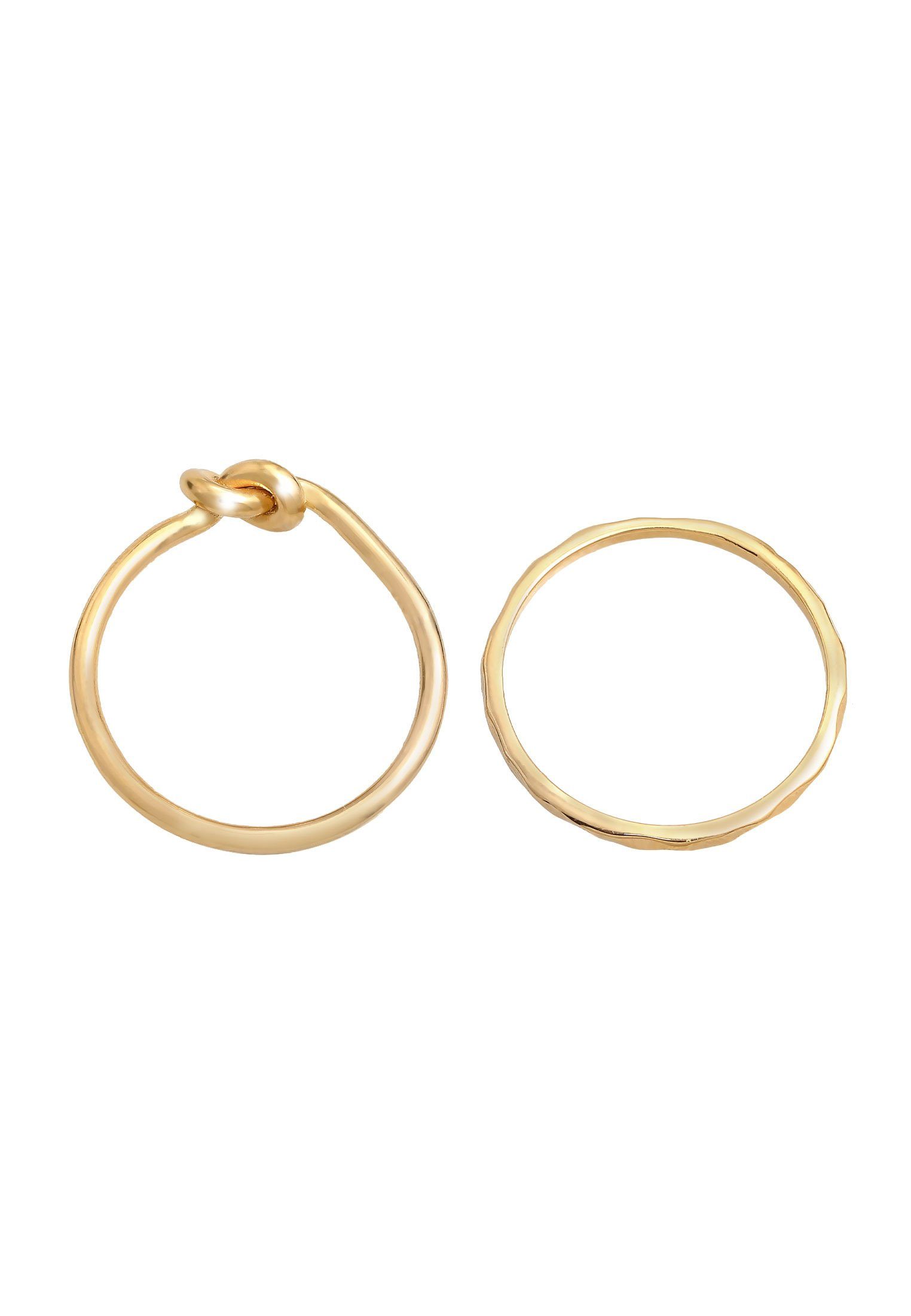 Knoten Knoten Gold Elli Basic Silber, 2er Trend Ring-Set 925 Verknotet Set
