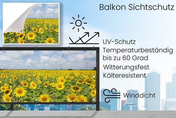 MuchoWow Balkonsichtschutz Sonnenblumen - Blumen - Wolken - Natur - Gelb - Landschaft (1-St) Balkonbanner, Sichtschutz für den Balkon, Robustes und wetterfest