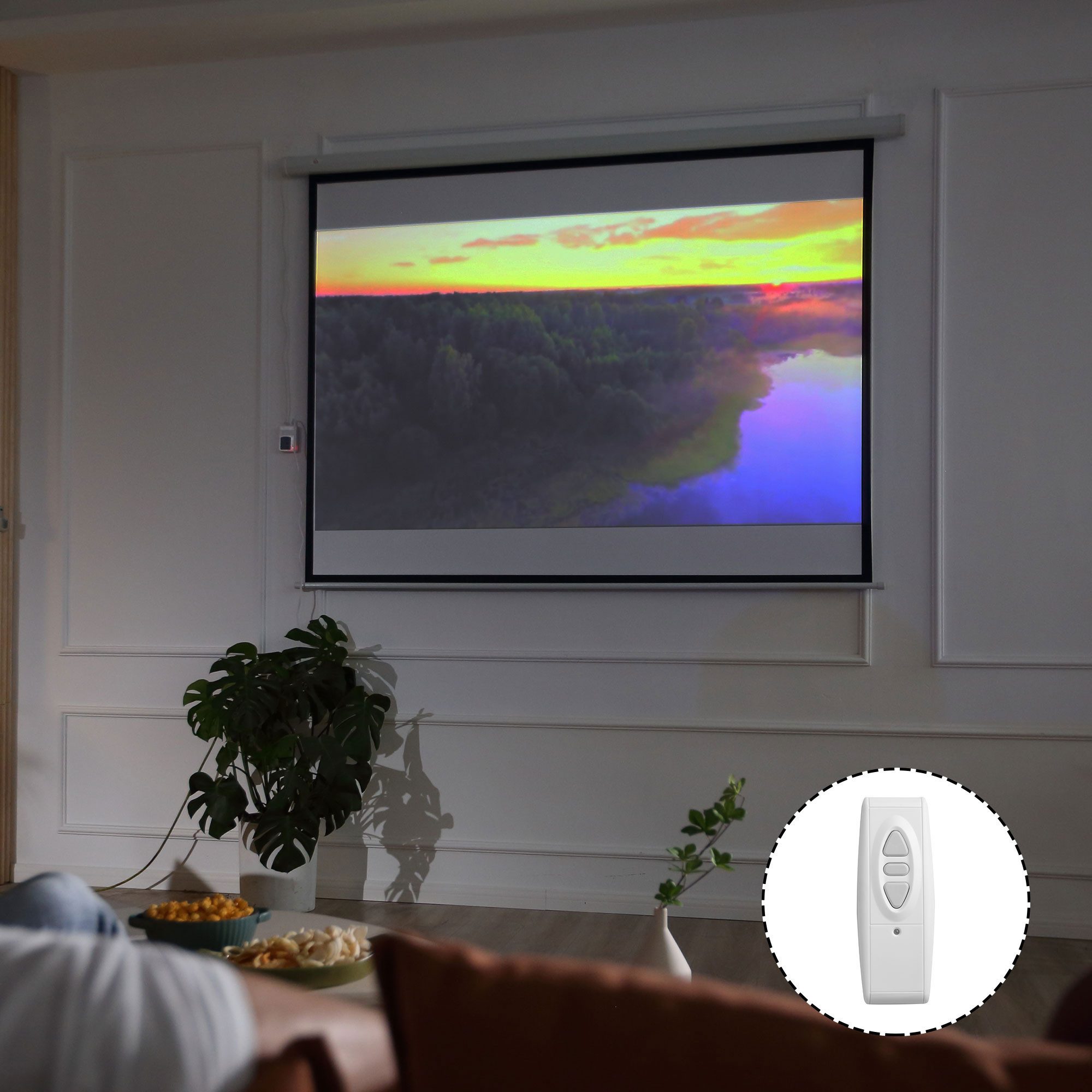 HOMCOM Beamer Leinwand 203 x 152 cm 100 Zoll 4:3 HD 4K Motorleinwand (für Heimkino oder Präsentationen Weiß)