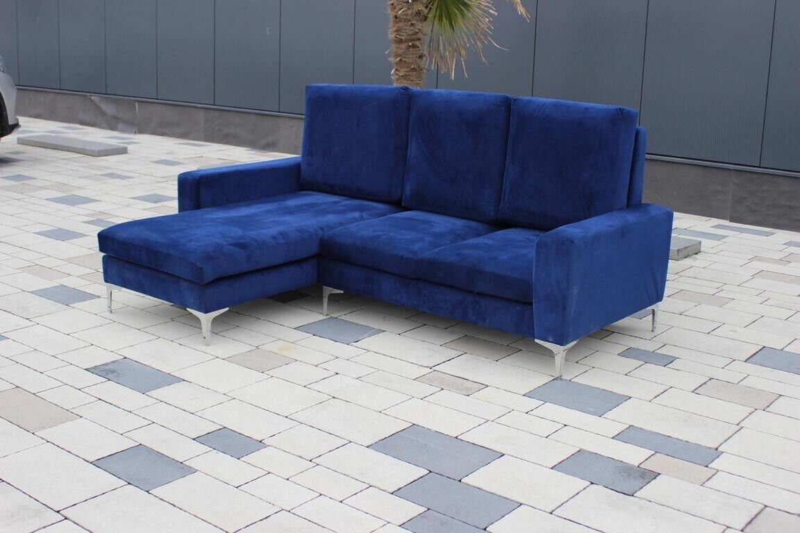 L-Form JVmoebel Design Couch Sofa Blau Ecksofa Textil Polster Sofort Ecksofa