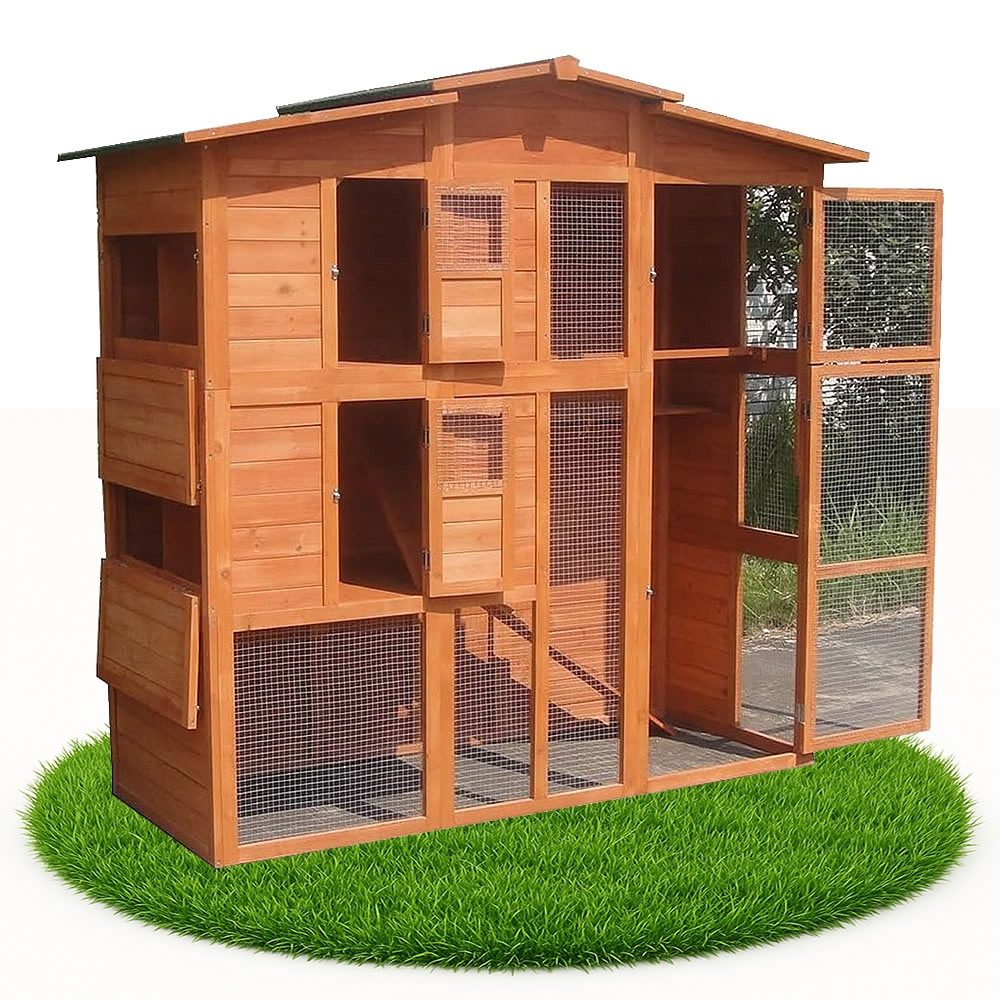 Mucola Kleintierkäfig Hühnerstall Hasenstall Kaninchenstall Freilauf Holz H günstig online kaufen