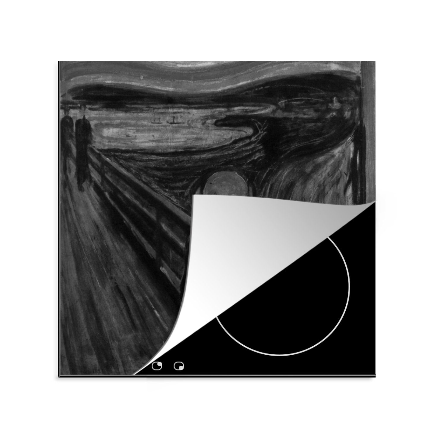 tlg), Edvard Arbeitsplatte - Der Herdblende-/Abdeckplatte küche für Schrei Vinyl, (1 Munch, Ceranfeldabdeckung, cm, 78x78 MuchoWow