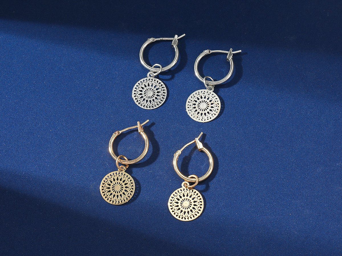 Eyecatcher Paar Creolen Mandala Ohrringe Creolen Gold und Silber hängend günstig online kaufen