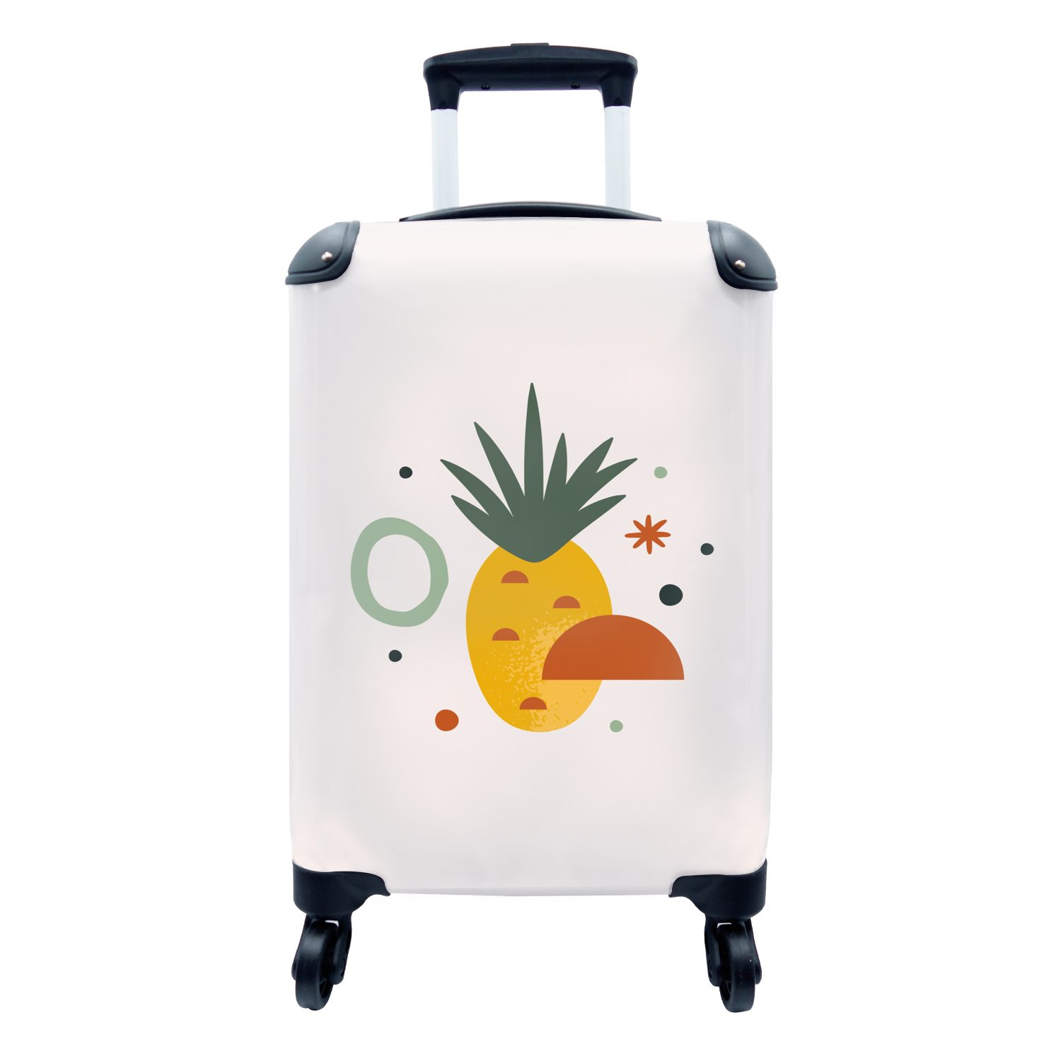 MuchoWow Handgepäckkoffer Ananas - Obst - Einfach, 4 Rollen, Reisetasche mit rollen, Handgepäck für Ferien, Trolley, Reisekoffer