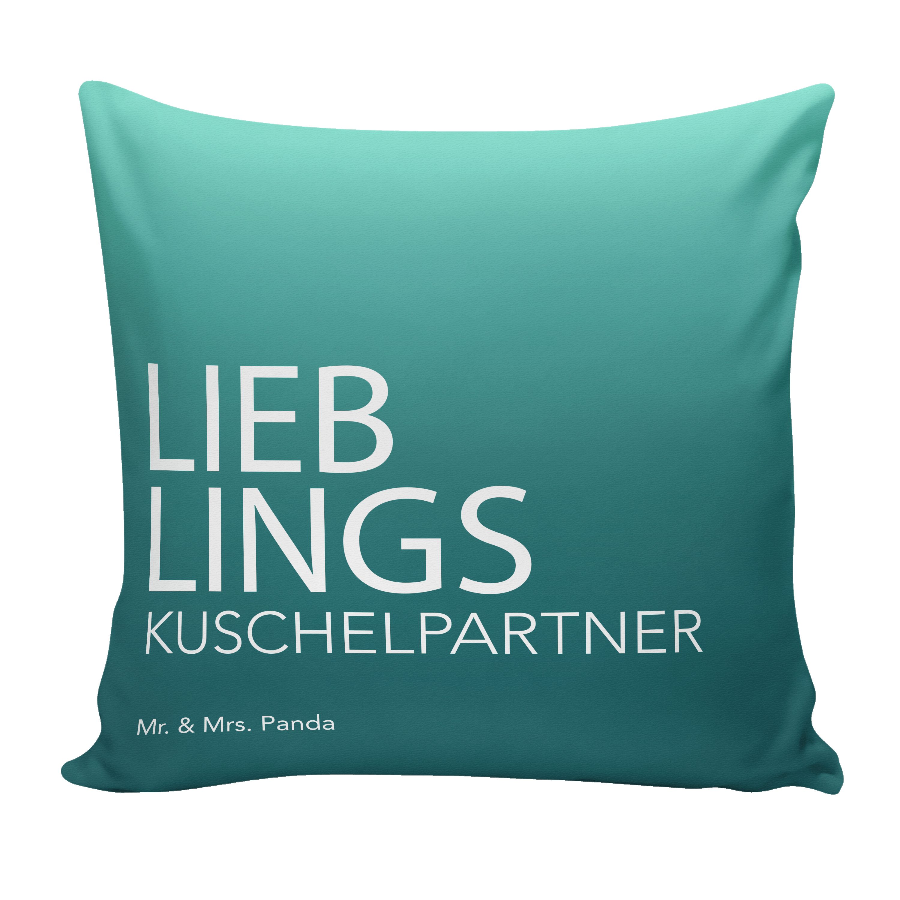 Mr. & Mrs. Panda Dekokissen Kuschelpartner - Aquarellblau - Geschenk, Liebe, Spruch, Sofakissen