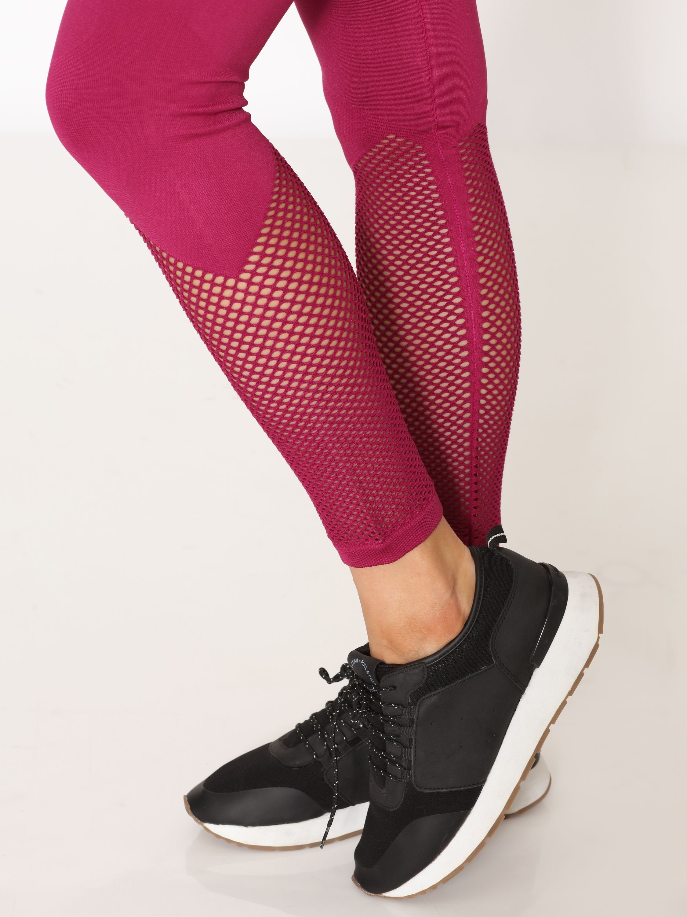 Damen Bund Style Leggings (1-tlg) aus Mikrofaser Leggings Merry elastischer MSGI009 Sport Rubine