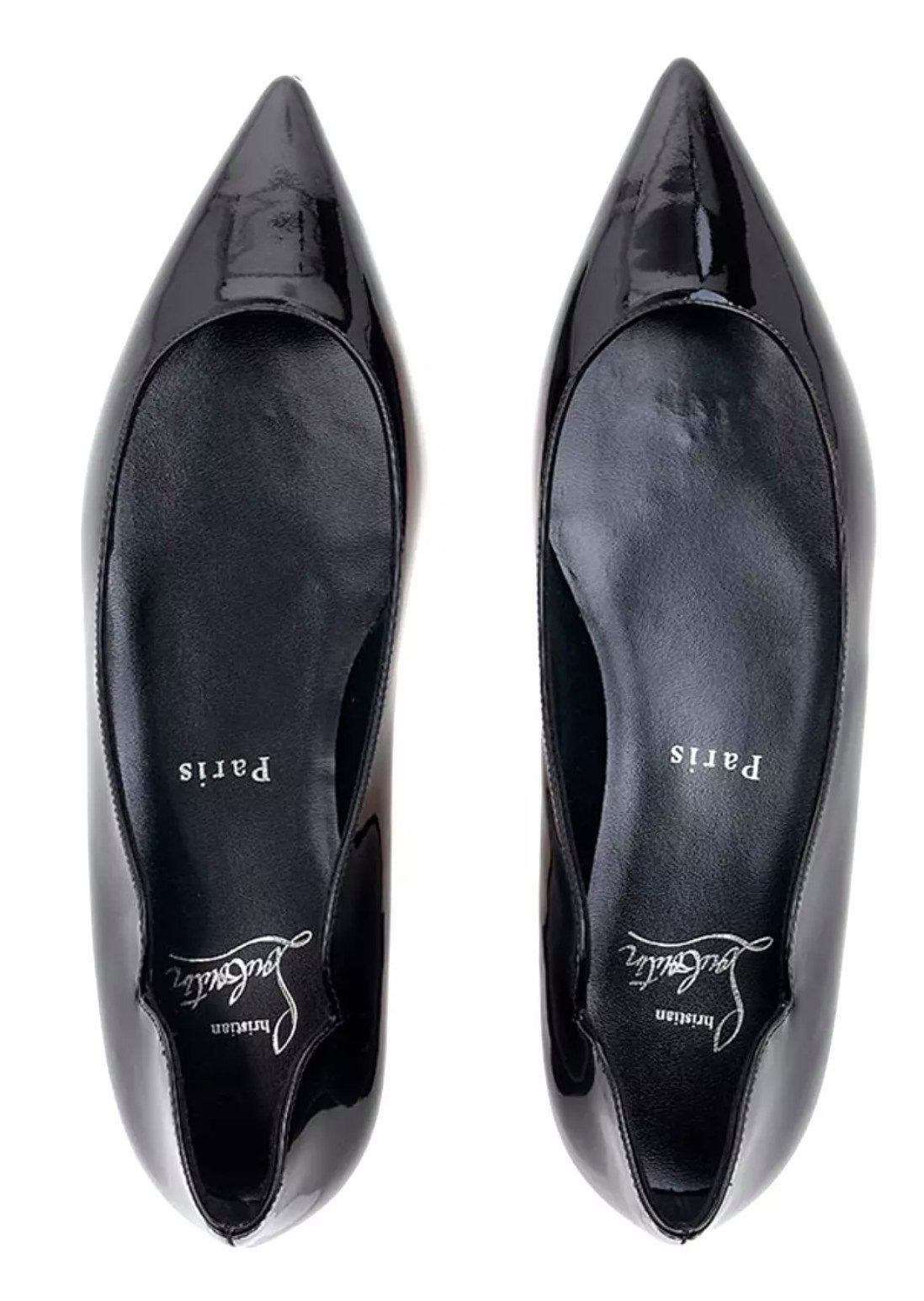 CHRISTIAN LOUBOUTIN Hot Chickita Flats Lackleder Schuhe Ballerina Hochwertiges Lackleder vom Kalb, rot lackiertem Sohle