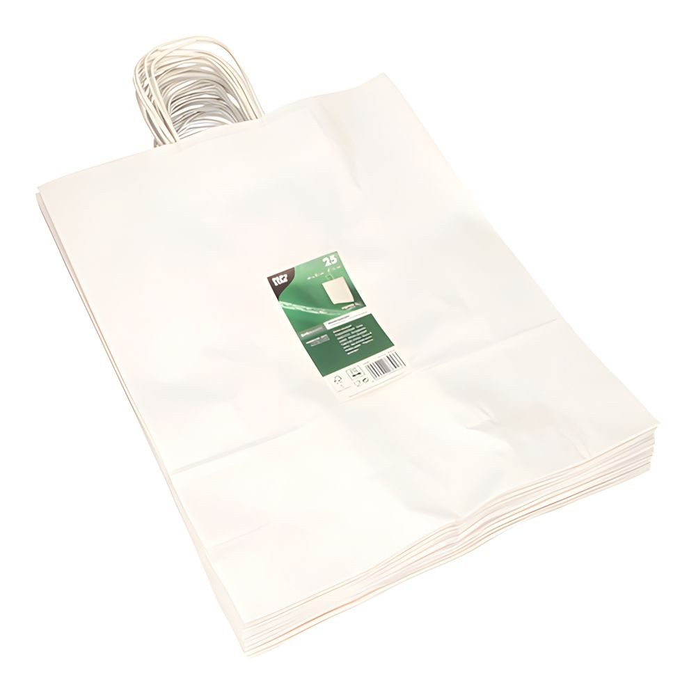 PAPSTAR Tragetasche 25x Tragetaschen Papier 40 x 32 x 12 cm weiss mit gedrehtem Tragegriff