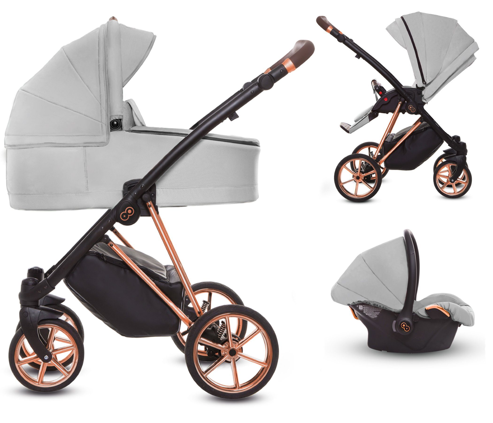 Kombi-Kinderwagen 3 in 1 Musse Ultra, Baby Buggy Babywanne Autositz