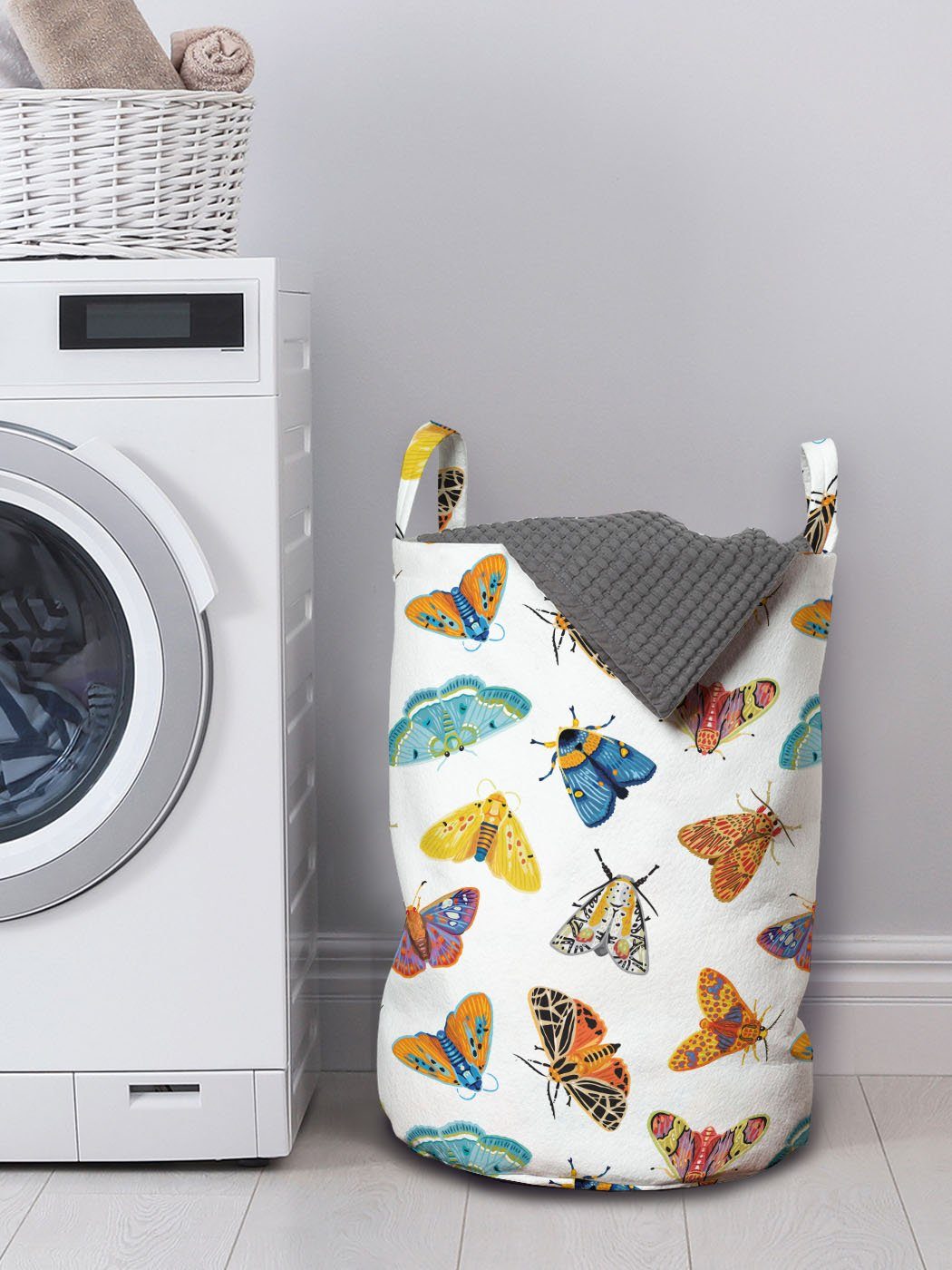 von Waschsalons, Griffen Kordelzugverschluss mit Flies Wäschekorb Arten Wäschesäckchen Schmetterlinge Abakuhaus für