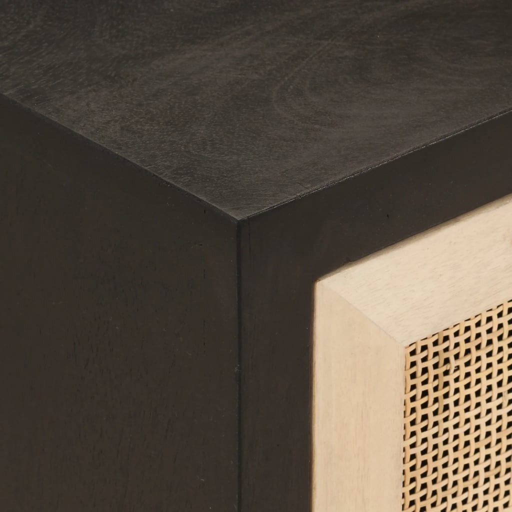 furnicato Sideboard Nachttisch Schwarz 40x30x50 cm Massivholz und Eisen (1 St)