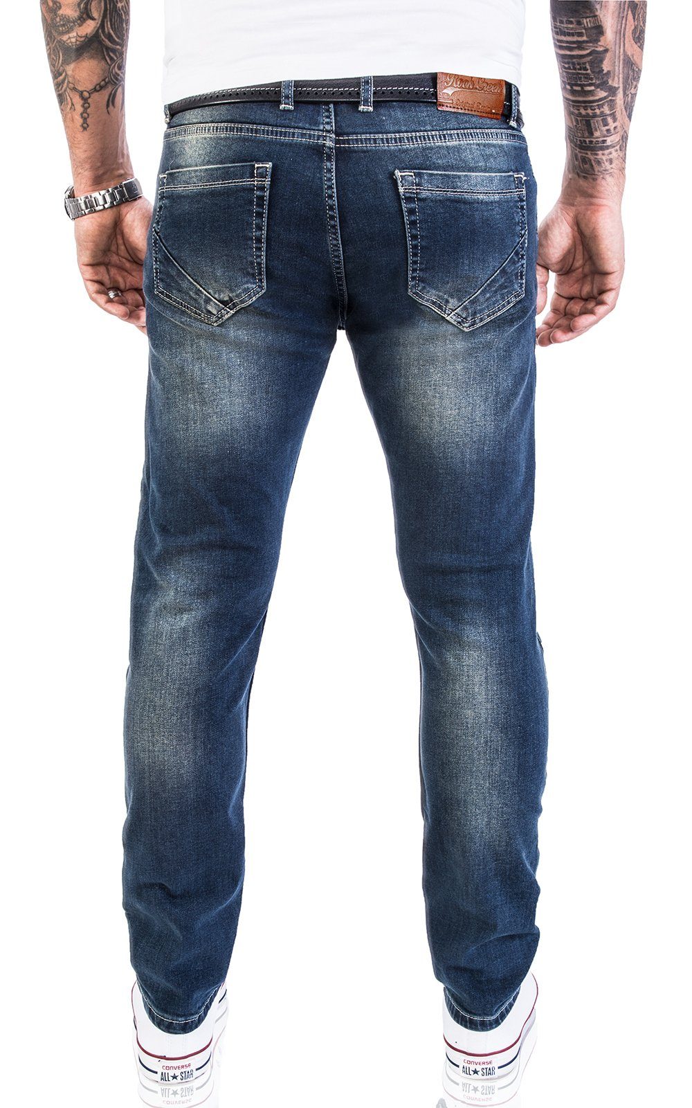 Rock Creek Slim-fit-Jeans Herren Jeans Used M21 Blau Slim Fit Dunkelblau