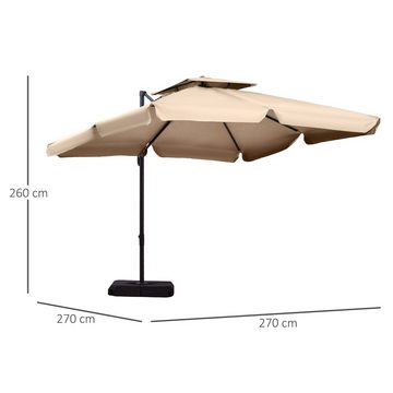 Outsunny Sonnenschirm Sonnenschirm, LxB: 270x270 cm, Set, Sonnenschirm;Gewichte;Expansionsschrauben; Schutzhaube, mit Schirmständer