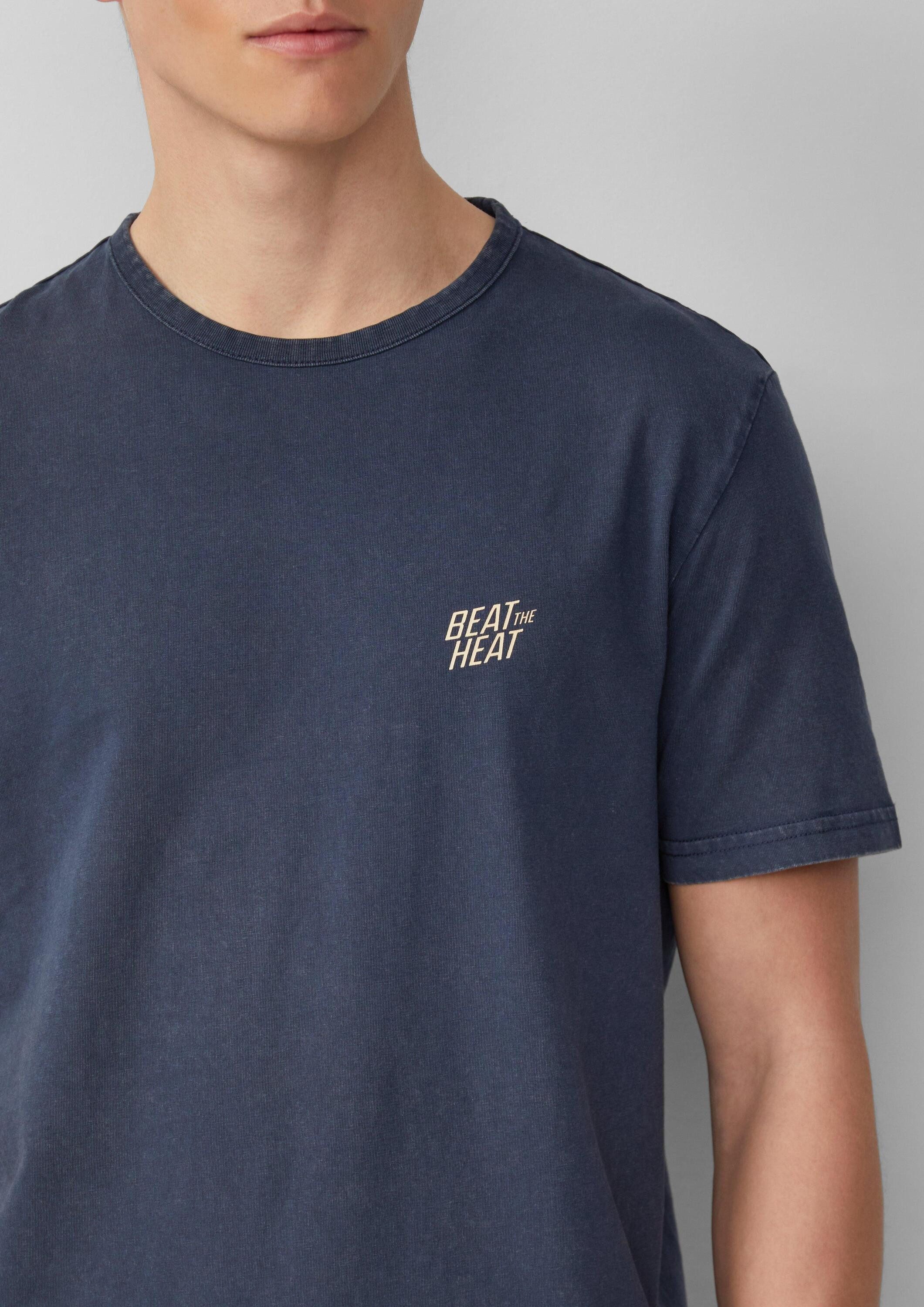 QS Kurzarmshirt T-Shirt Gewaschenes T-Shirt mit Front- und Rückenprint