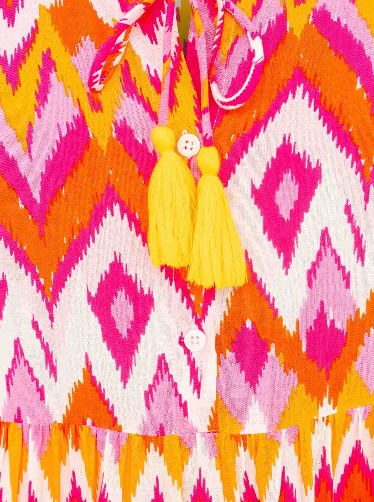 Zwillingsherz Sommerkleid Zwillingsherz Kleid "Wilder Zickzack" Tasseln