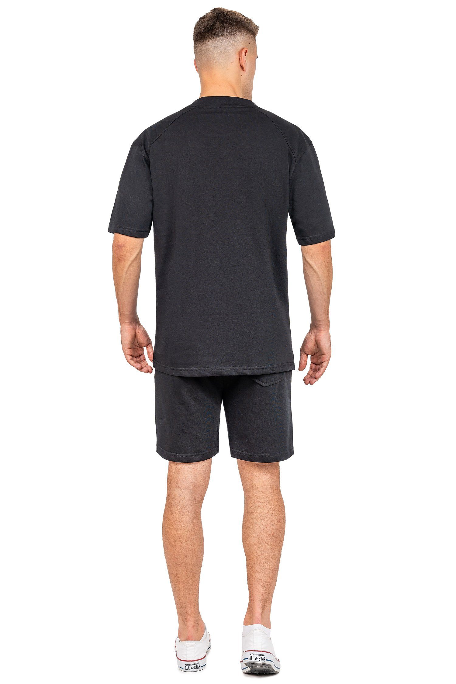 Oversize-Shirt 22RS033 Stitching auf Brust der schwarz Reichstadt mit T-shirt (1-tlg) Casual