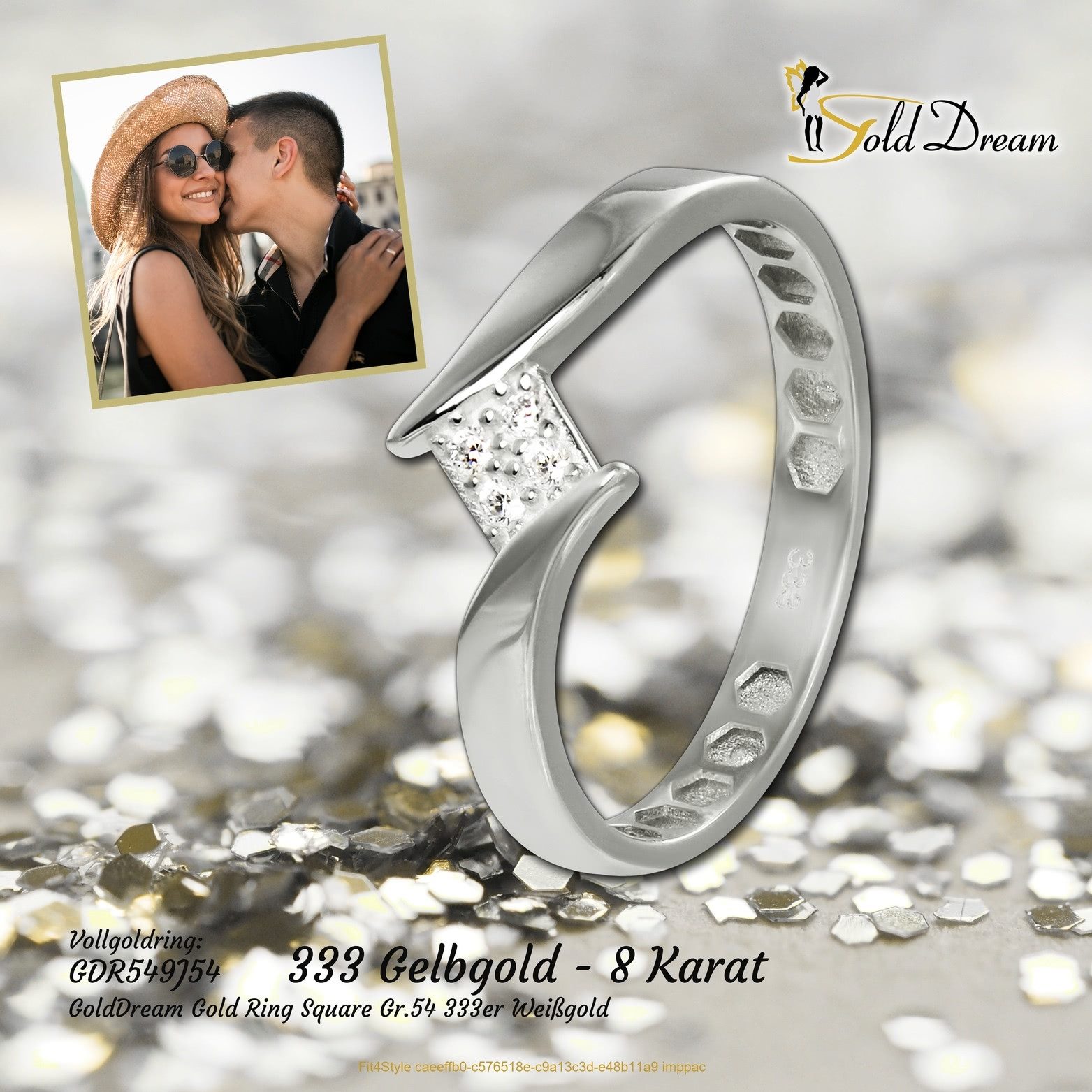 GoldDream Goldring GoldDream Gold Ring Square Gr.54 333er, Fingerring 333 Gelbgold - 8 Karat Square Damen Ringschmuck