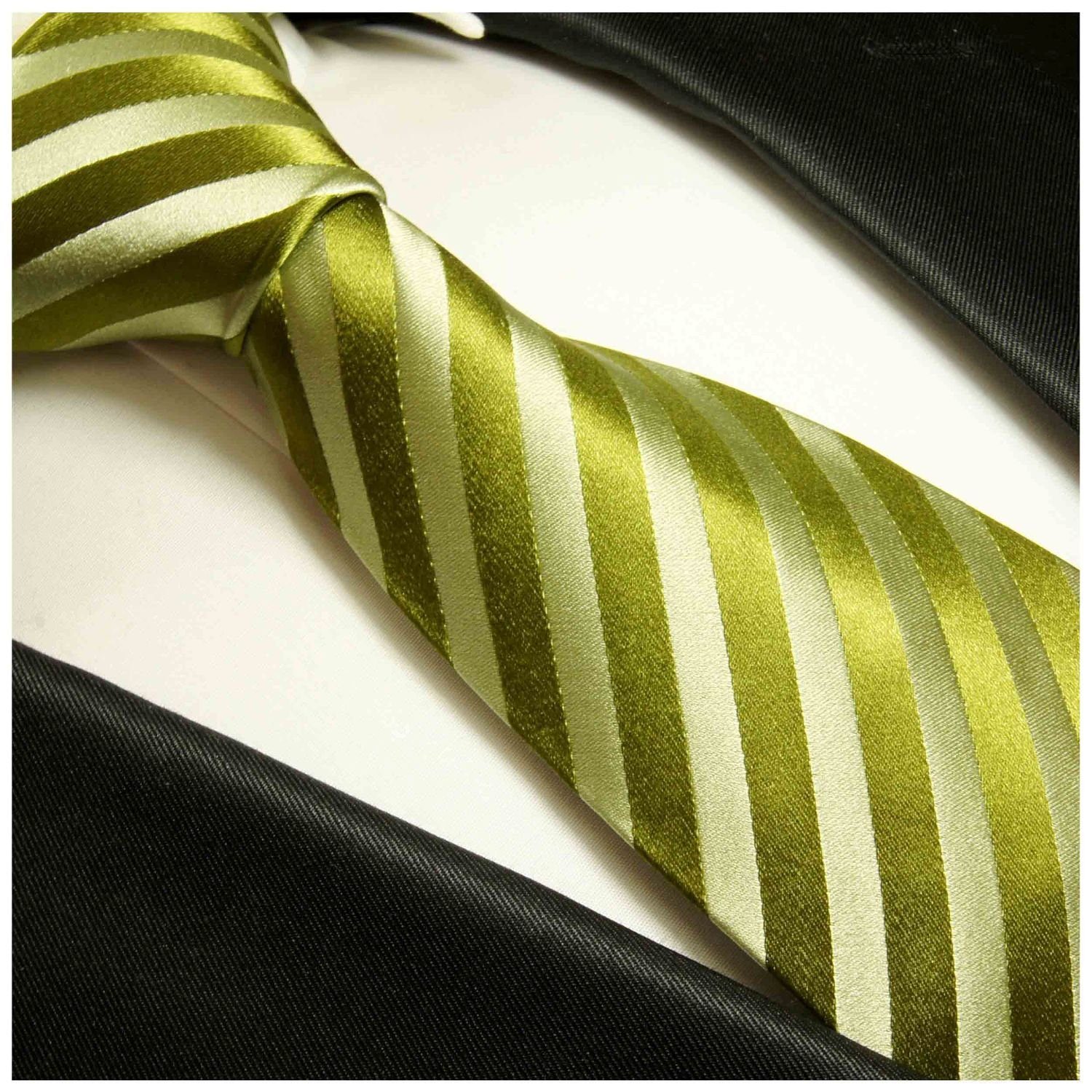 Moderne gestreift 100% Seidenkrawatte Seide Krawatte Herren grün Malone (6cm), 984 Paul Schmal