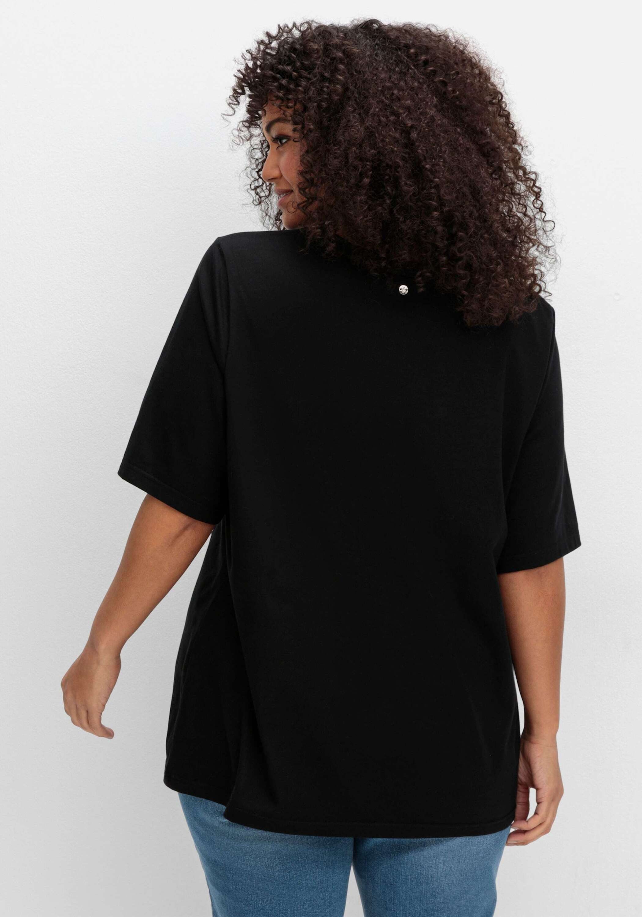 Sheego T-Shirt T-Shirt Kurzarm mit V-Ausschnitt, leicht tailliert günstig online kaufen