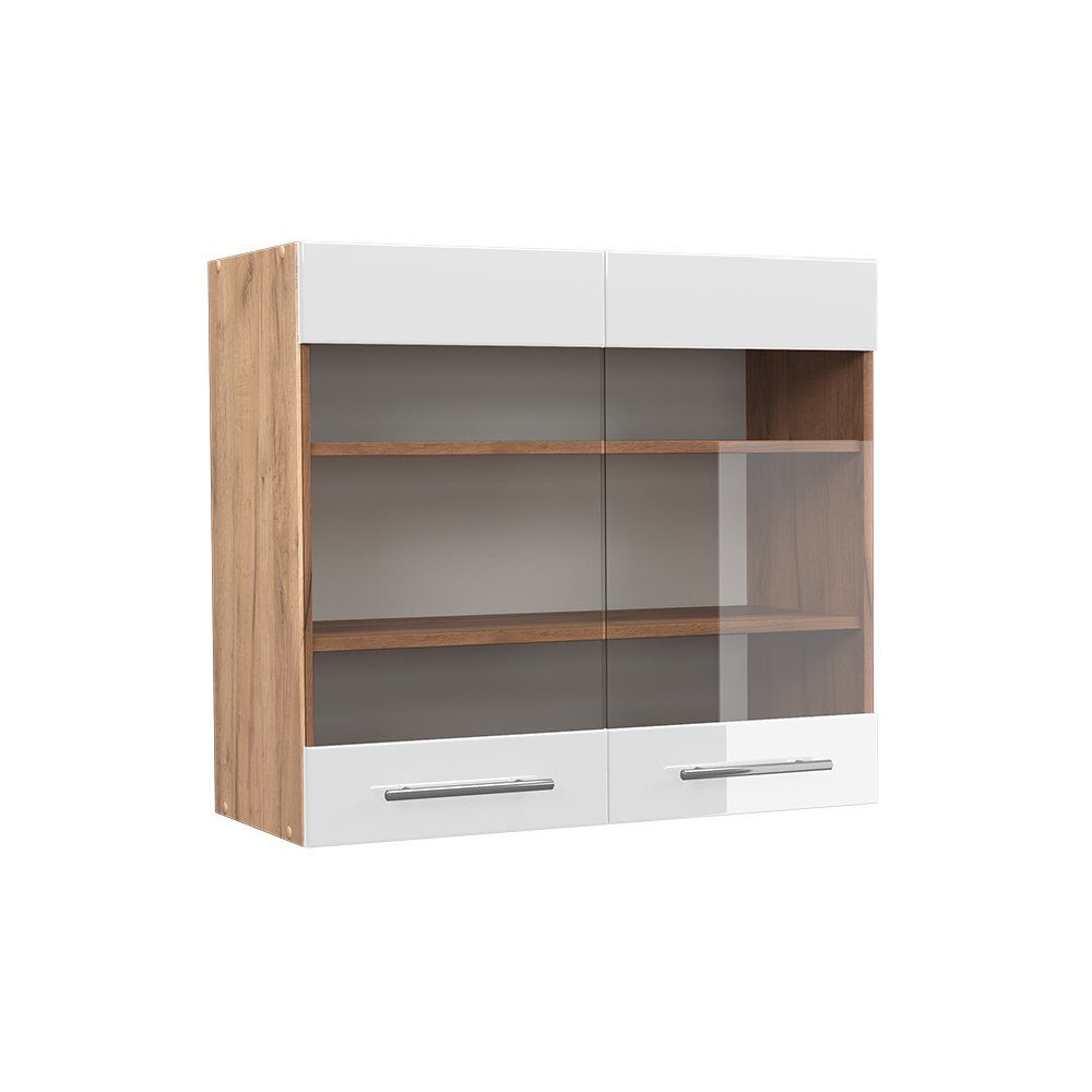 Vicco Glashängeschrank Fame-Line, Weiß Hochglanz/Goldkraft Eiche, günstig online kaufen