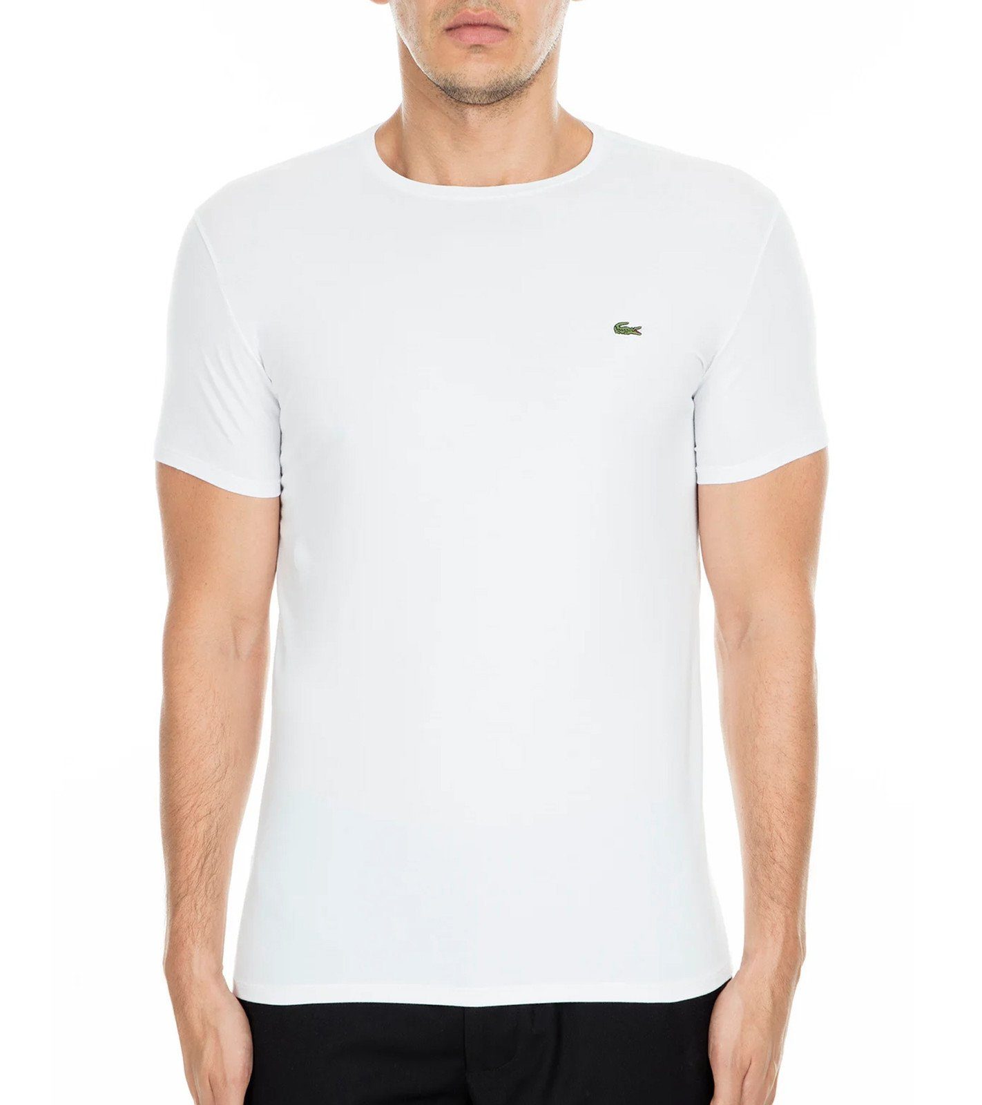 Lacoste Rundhalsshirt »LACOSTE Herren Designer-Shirt Baumwoll T-Shirt  Kurzarm-Shirt Weiß«