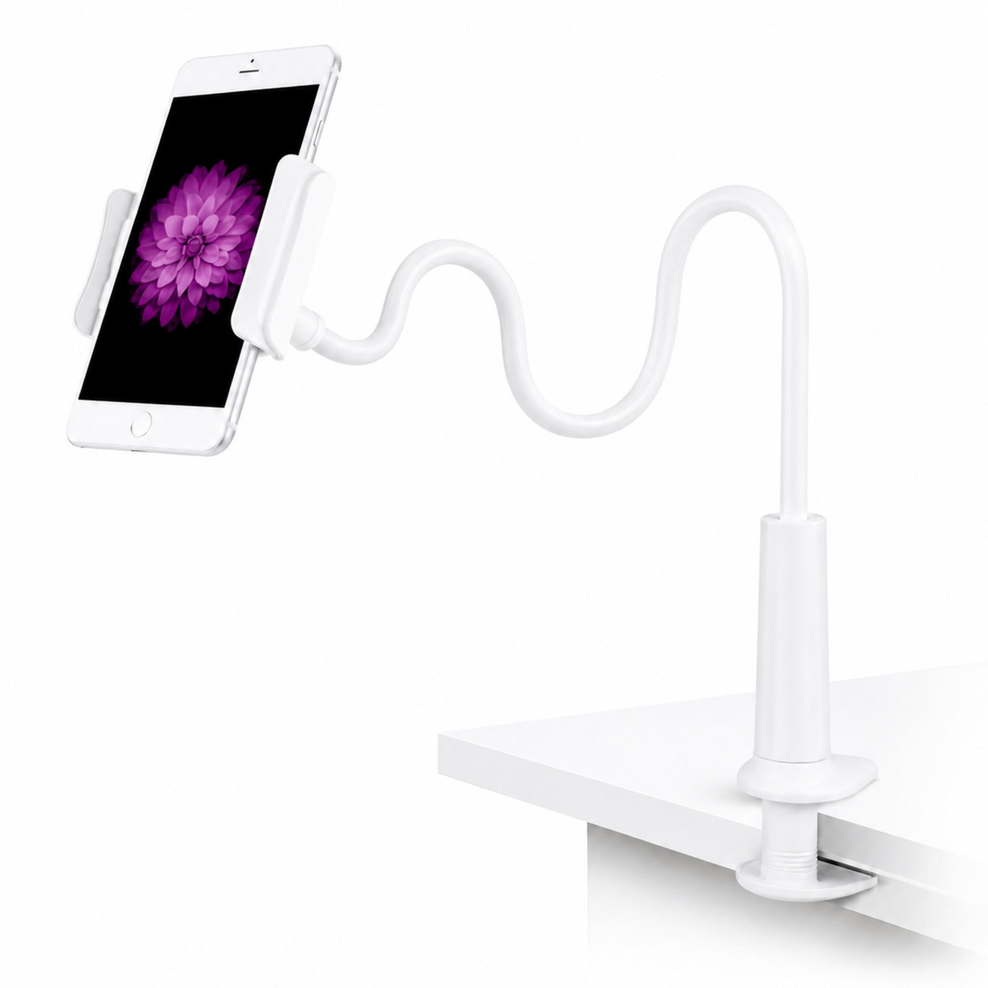 Fyrove Handy-Halterung Flexibler Schwanenhals Handyhalter mit Klemme, (360° drehbar Gooseneck Halterung für Bett & Schreibtisch, Praktisches Geschenk zum Geburtstag, Universeller Tablet Ständer 3,5–10,5 Zoll)