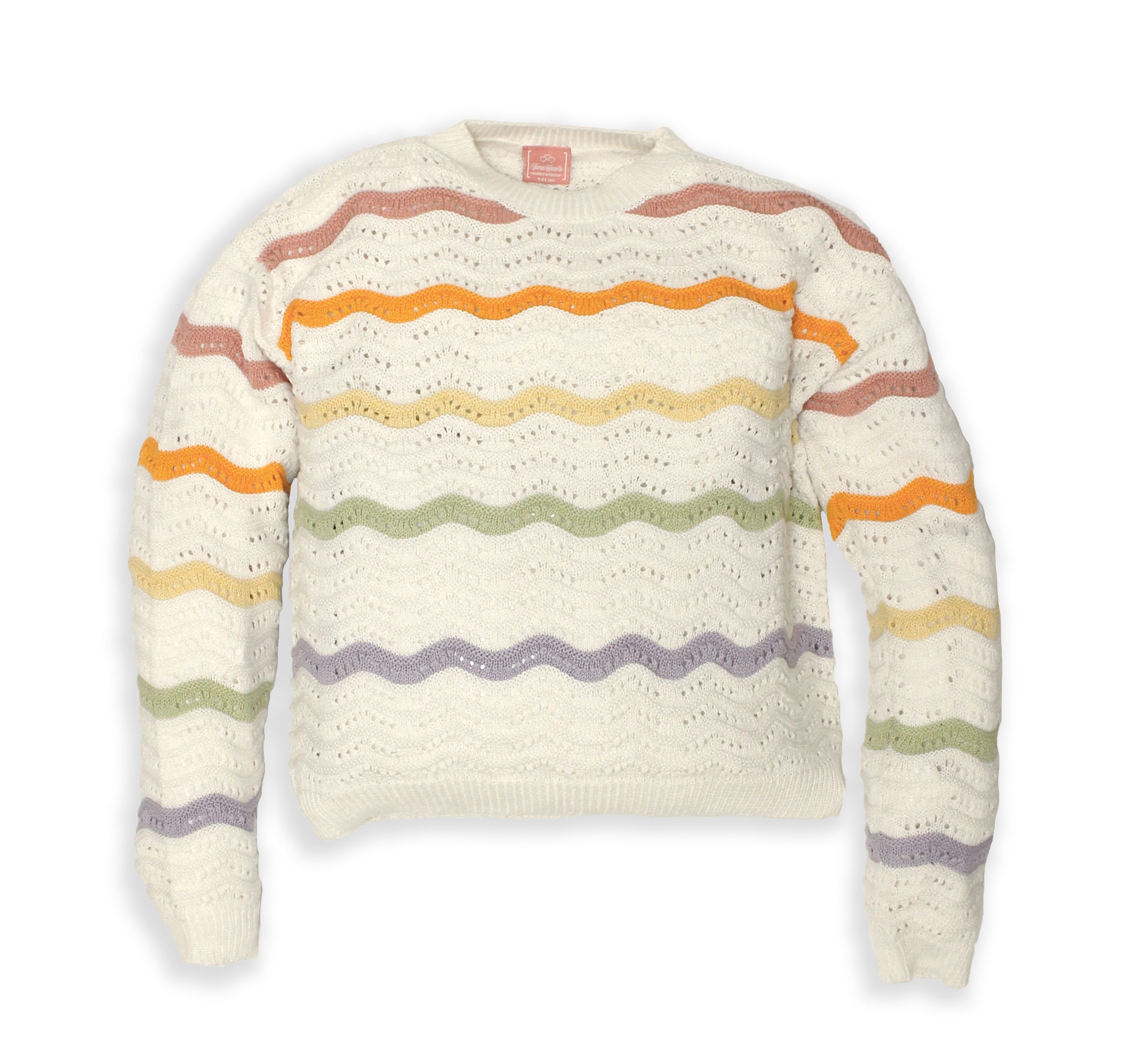 Strickpullover M390361:Mädchen Gestreifter Strickpullover.100% Baumwolle