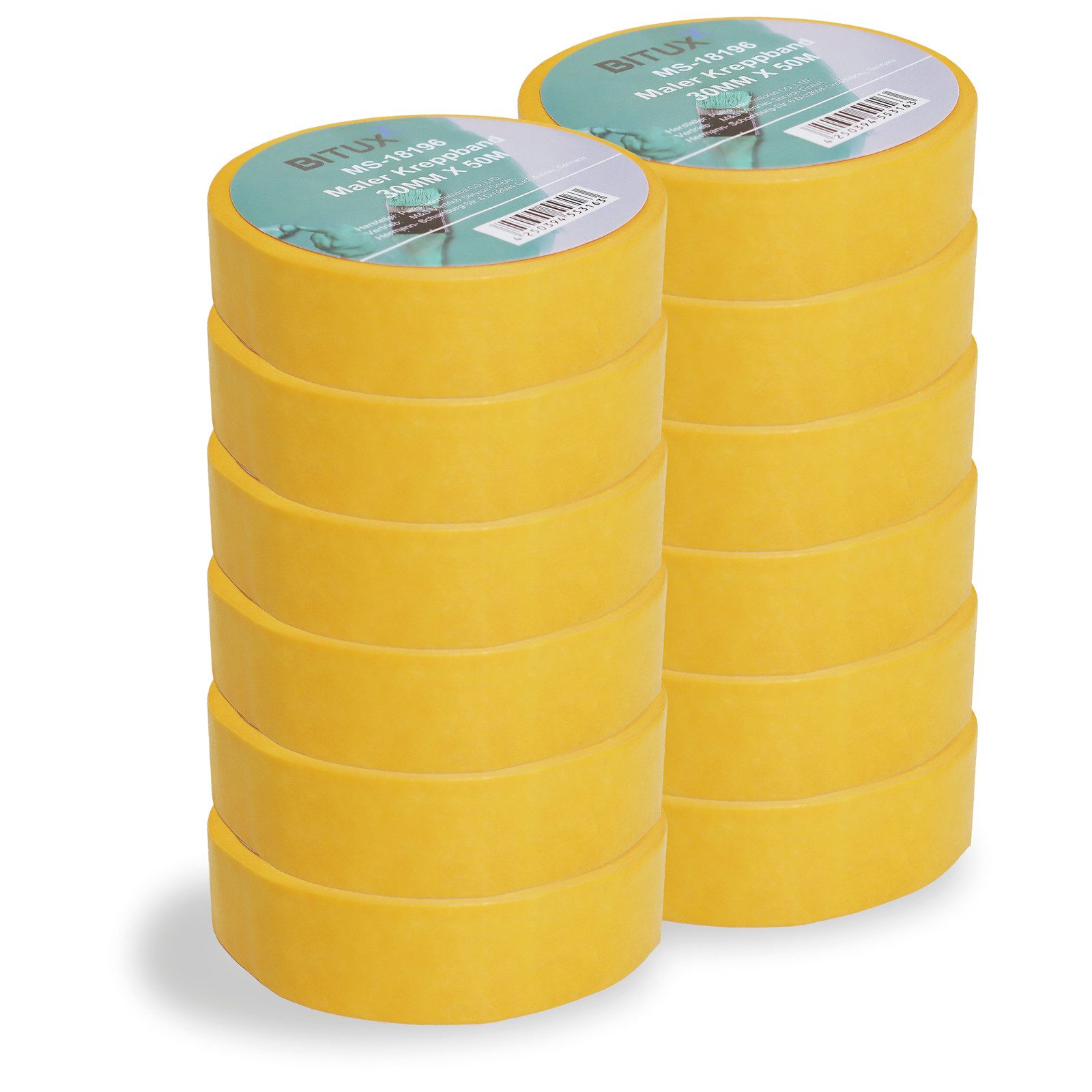 Bituxx Kreppband 12x Maler Kreppband 30 mm (Spar-Set, 12-St., MS-18416)