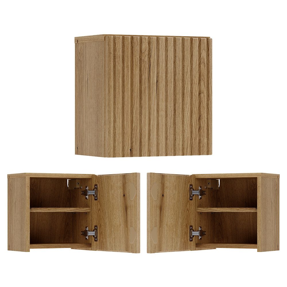 Lomadox Hängeschrank NEWPORT-56-EVOKE 30x30 cm mit 1 Tür, Eiche mit gerillter Front