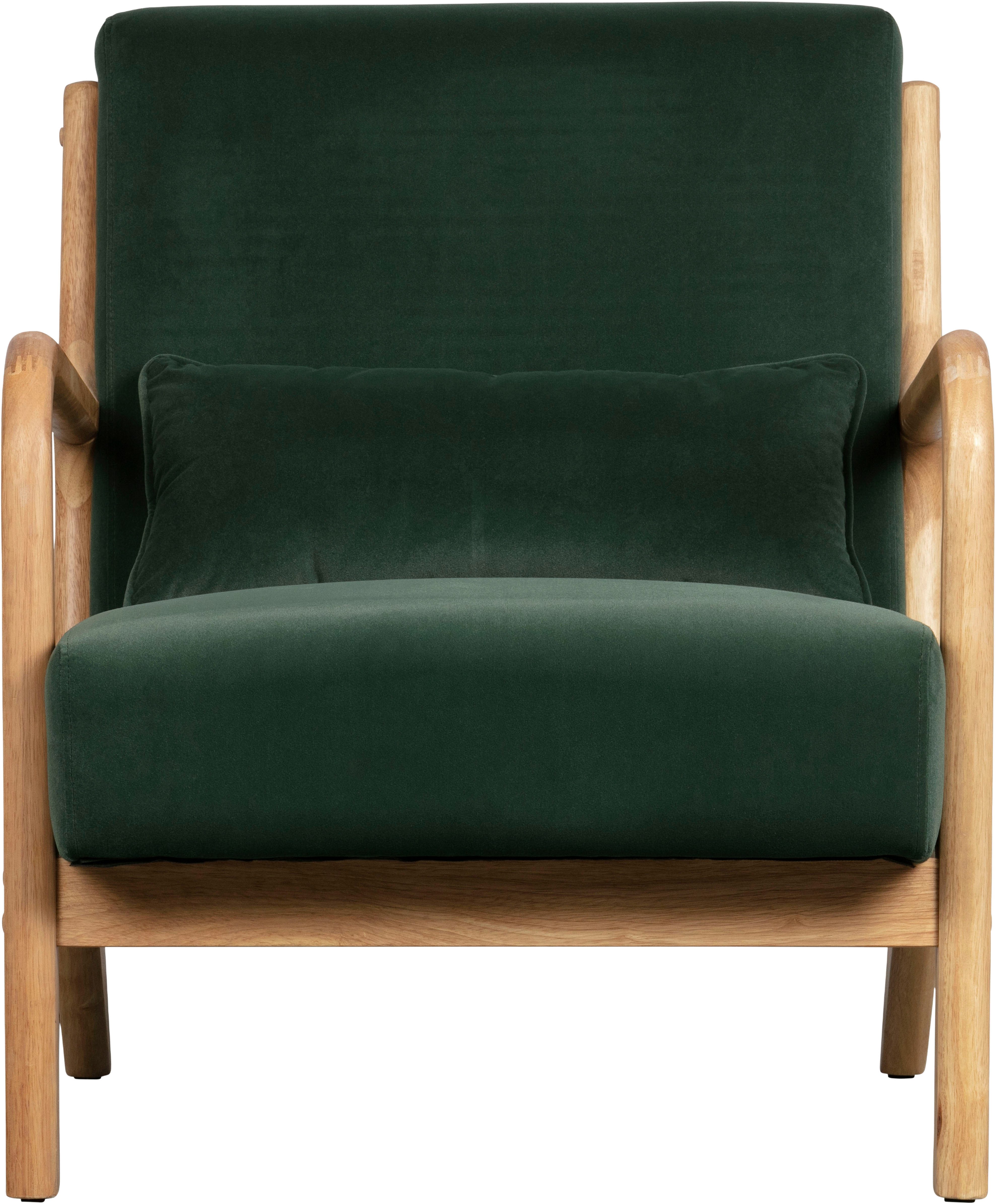 WOOOD Loungesessel Mark mit Gewebtem Bezug und Gummibaumholz-Rahmen B 67 x T 82 x H 75 cm, Gute Verschleißfestigkeit, Tragkraft 135 kg, separates Rückenkissen