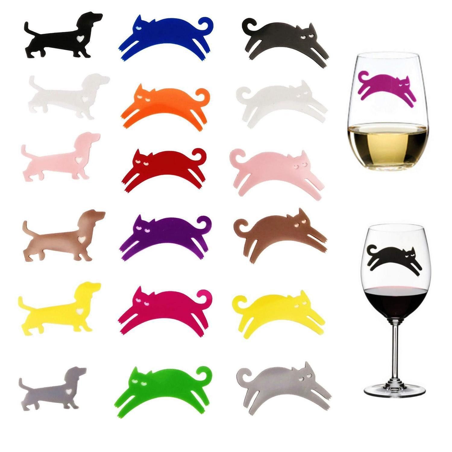 LuxusKollektion Weinglas Glasmarker Weinglas Silikon 18er Cocktail Drinking Buddies Mehrfarbig, Kunststoff