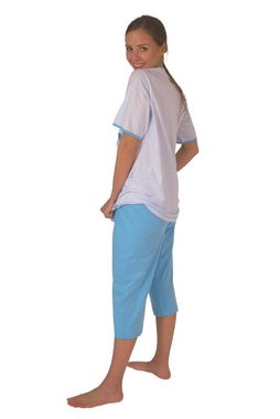 Consult-Tex Capri-Pyjama Damen Capri Schlafanzug Pyjama DF441 (Spar-Set, 1 Set) Oberteil mit Zierpaspel im Vorderteil