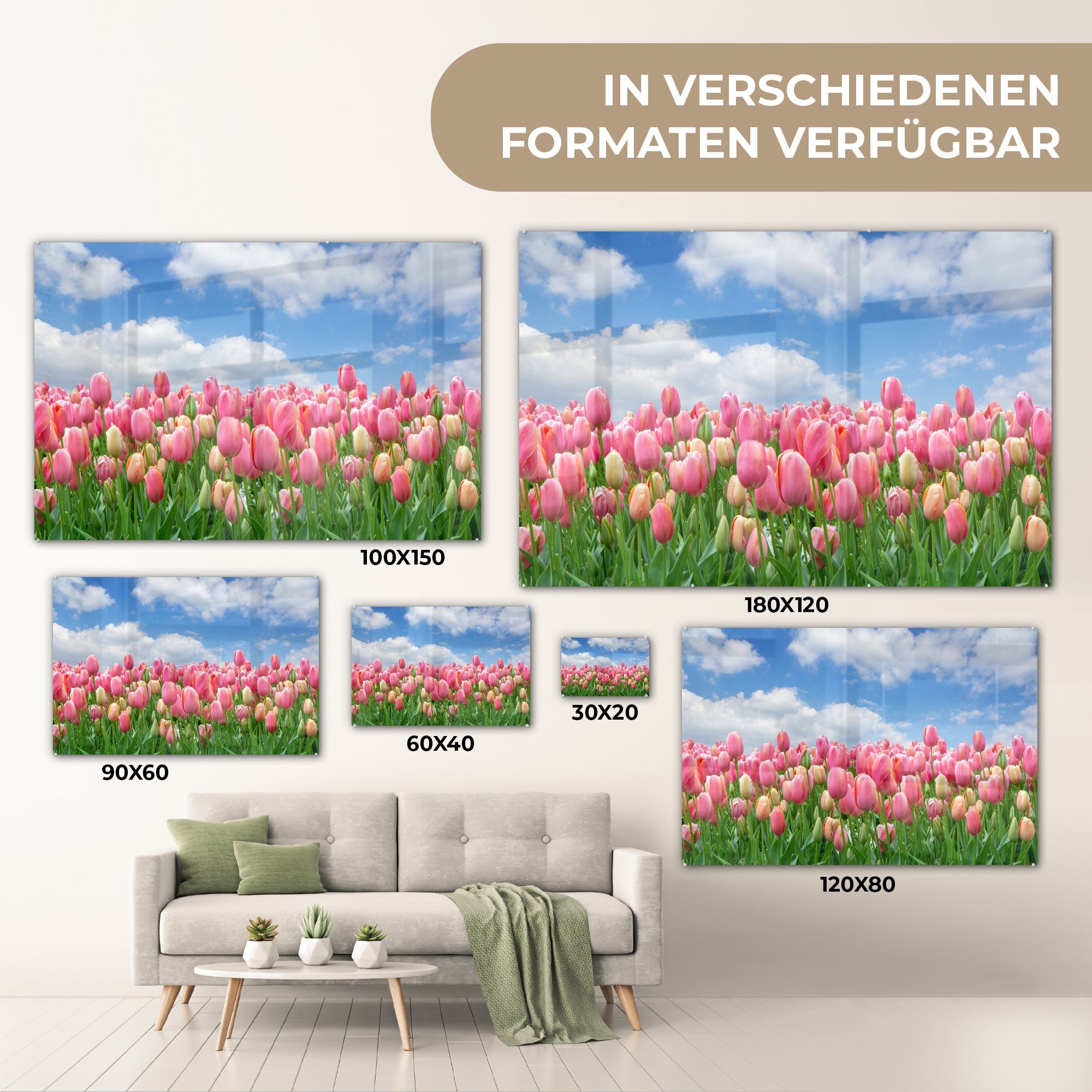 Tulpen & St), Farben Acrylglasbilder - - MuchoWow (1 Frühling, Acrylglasbild Wohnzimmer Schlafzimmer